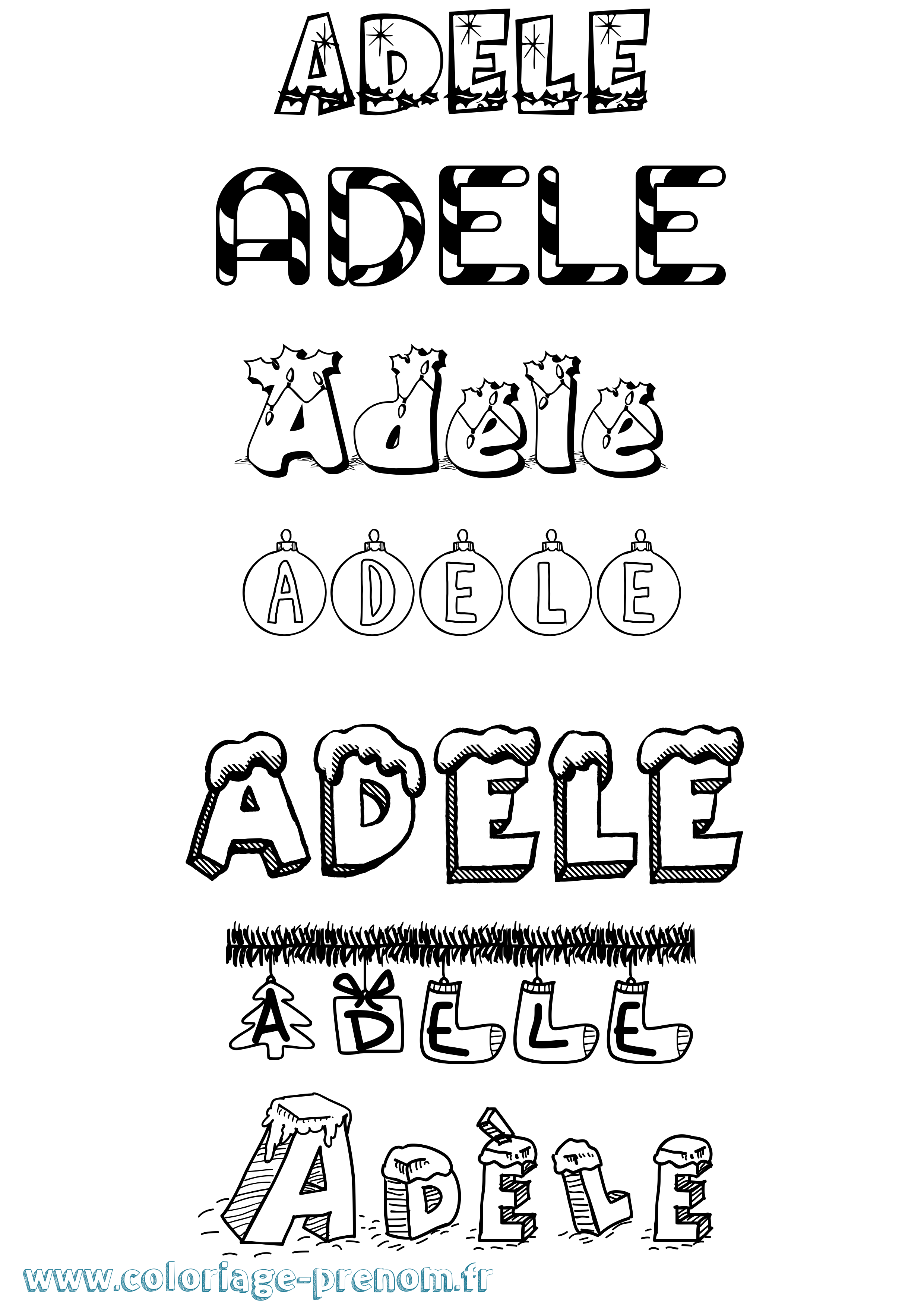 Coloriage prénom Adèle Noël