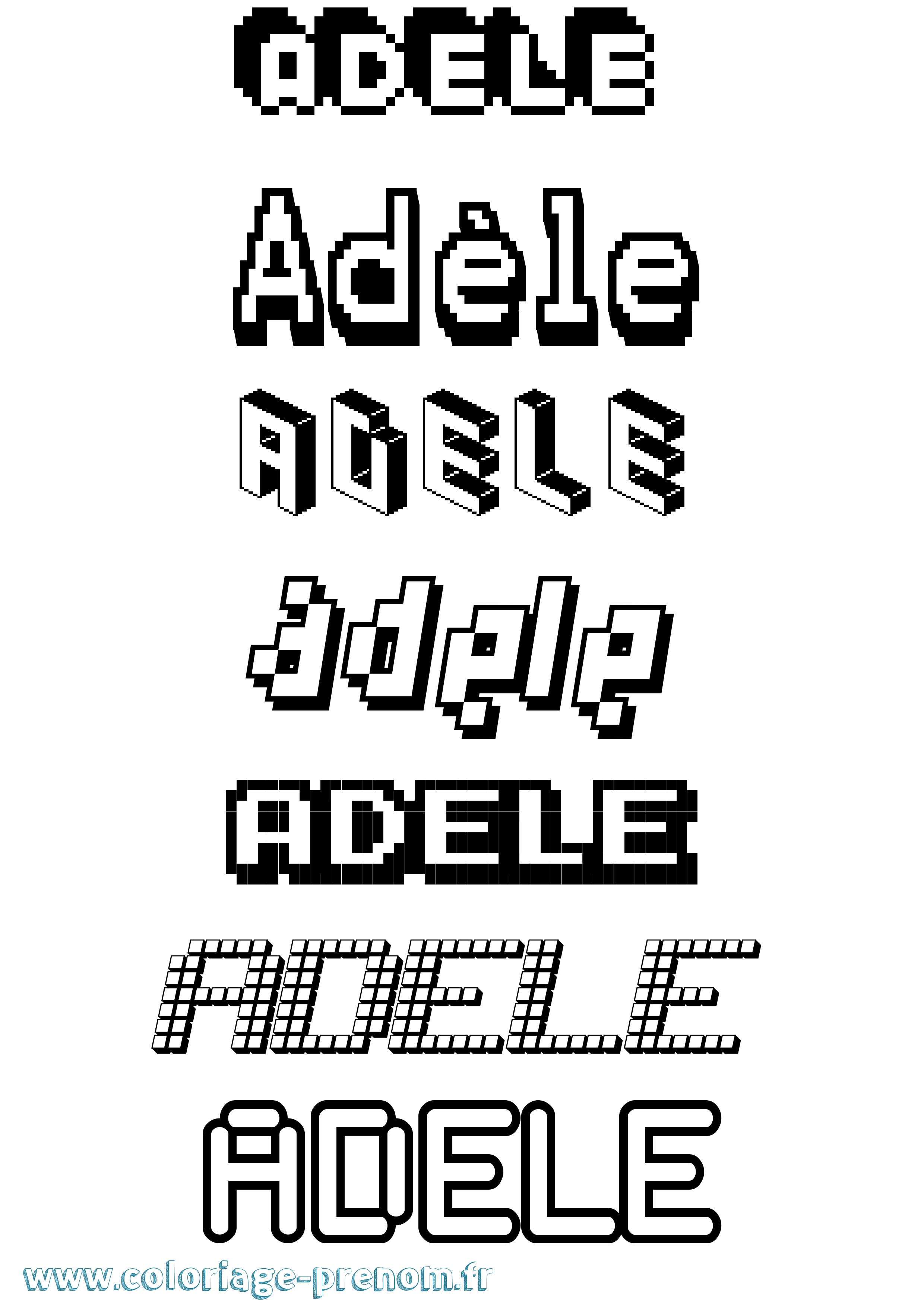 Coloriage prénom Adèle Pixel