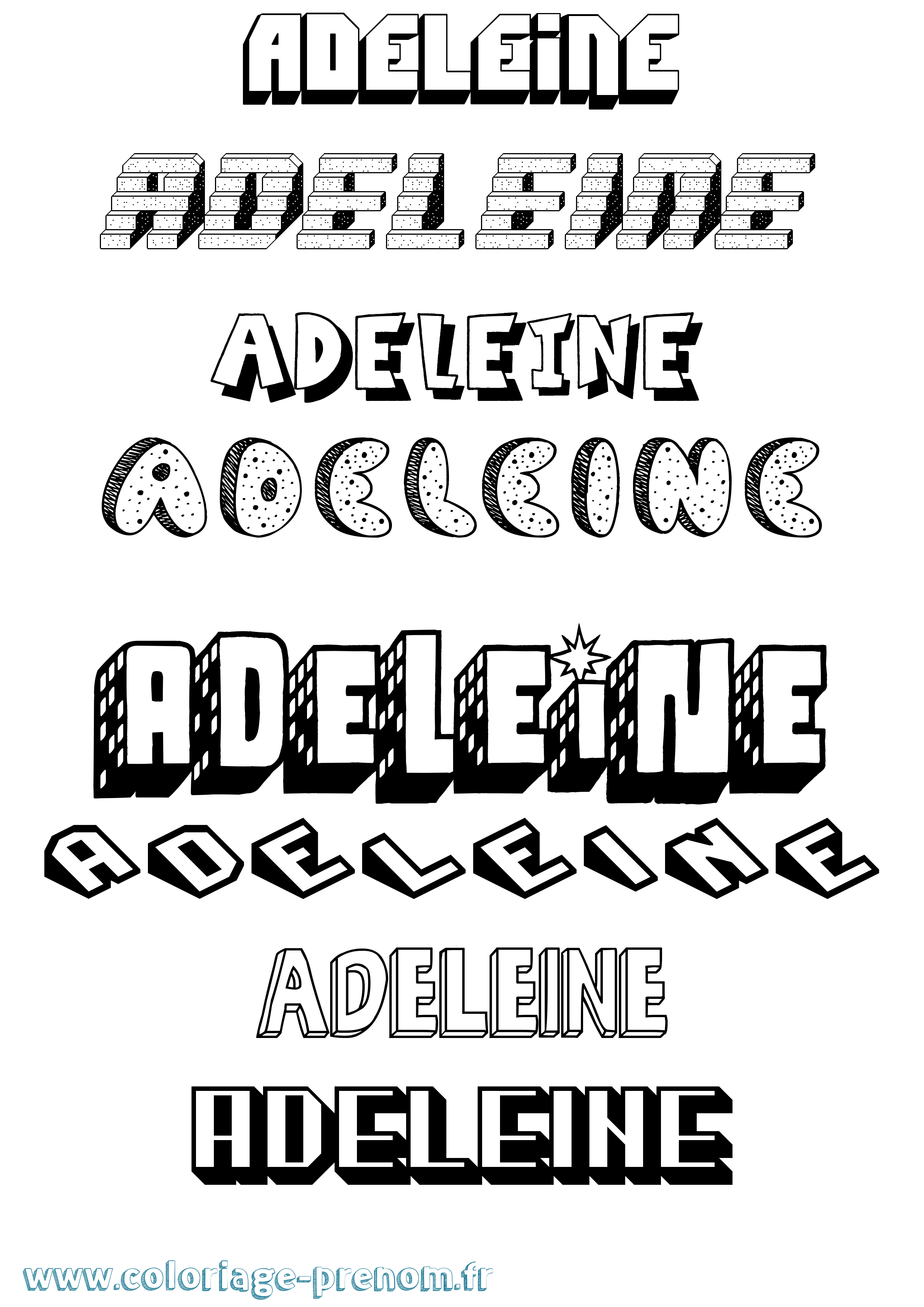 Coloriage Adeleine Effet 3D Coloriage prénom Adeleine Effet 3D
