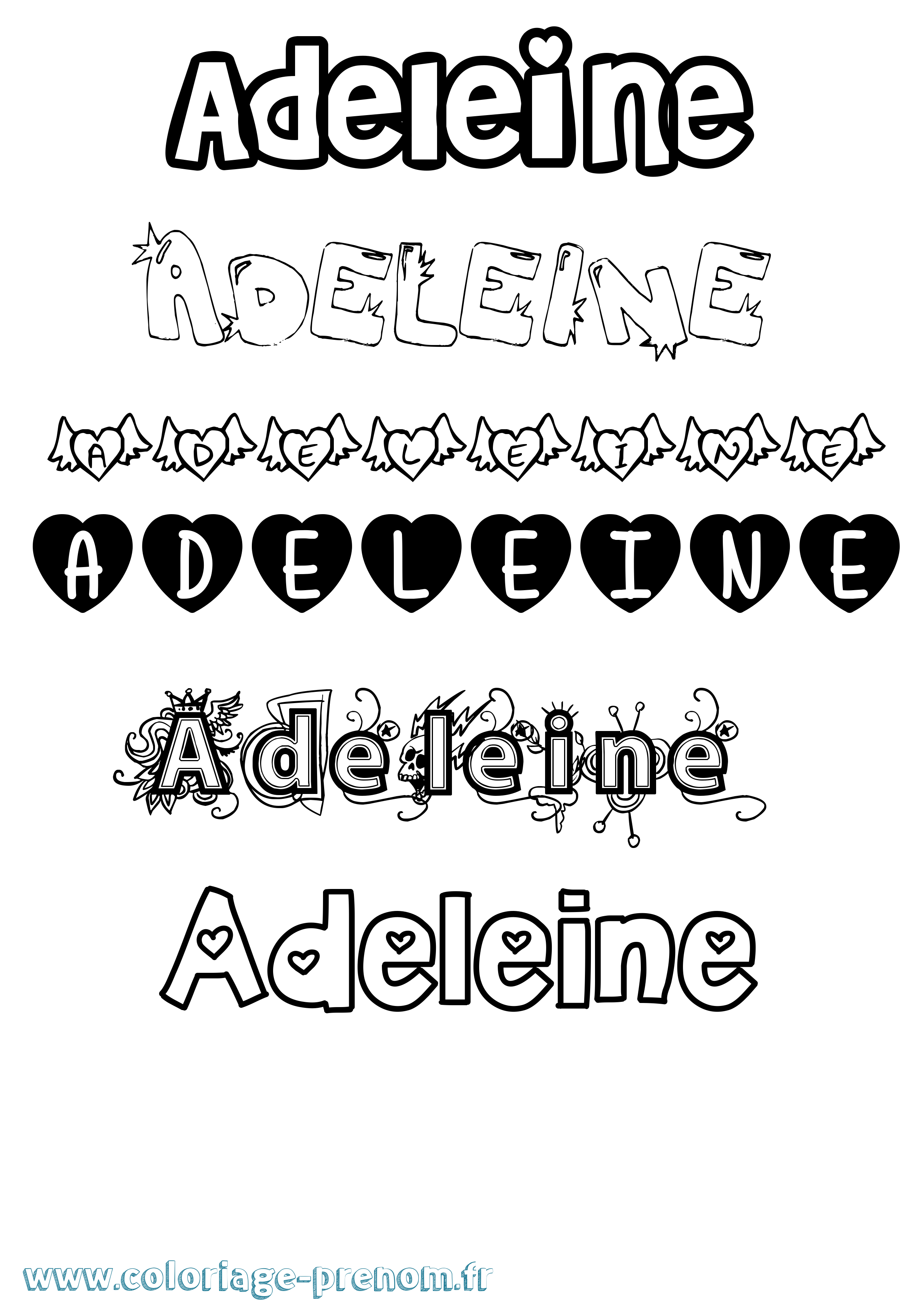 Coloriage Adeleine Girly Coloriage prénom Adeleine Girly