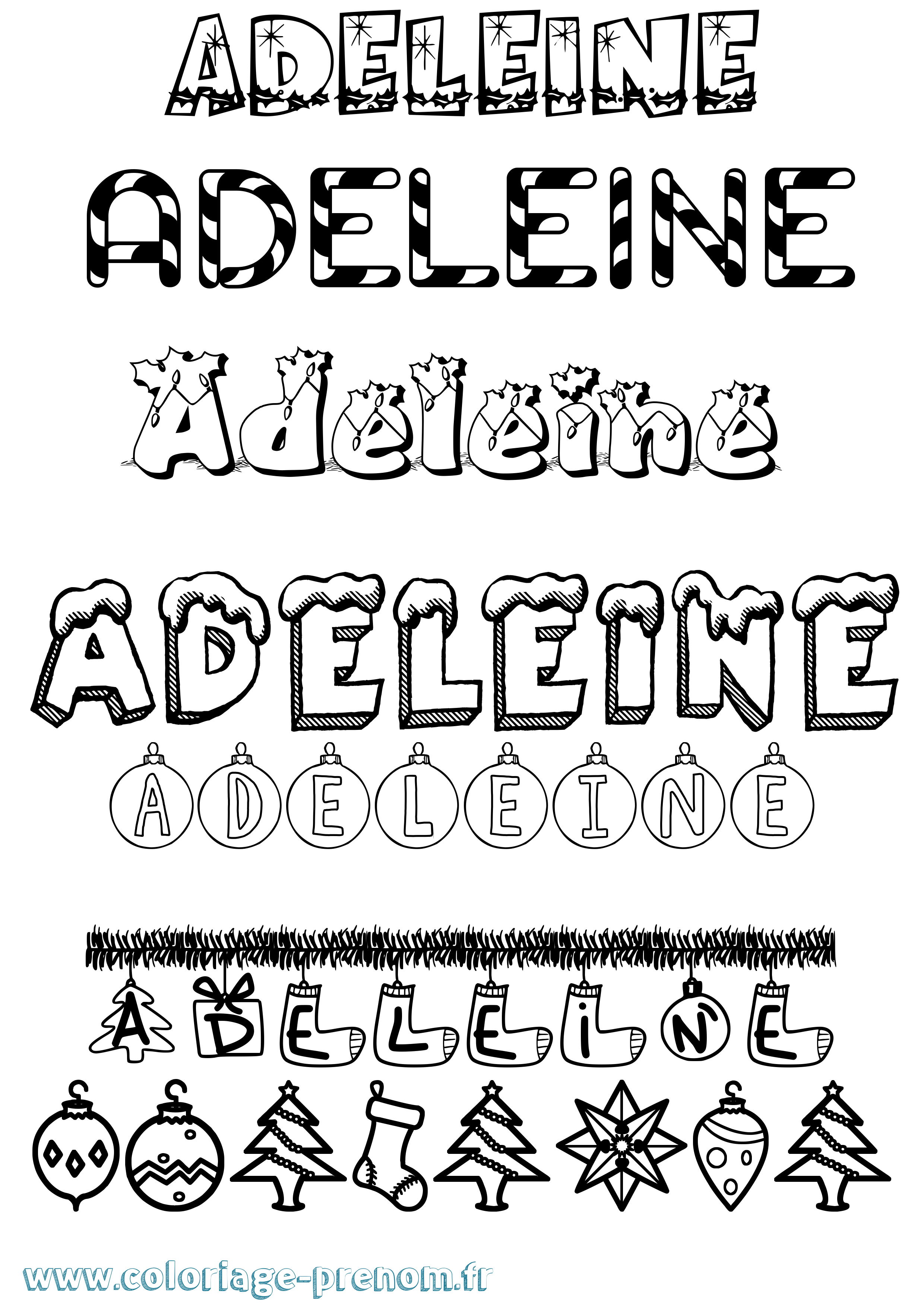Coloriage Adeleine Noël Coloriage prénom Adeleine Noël