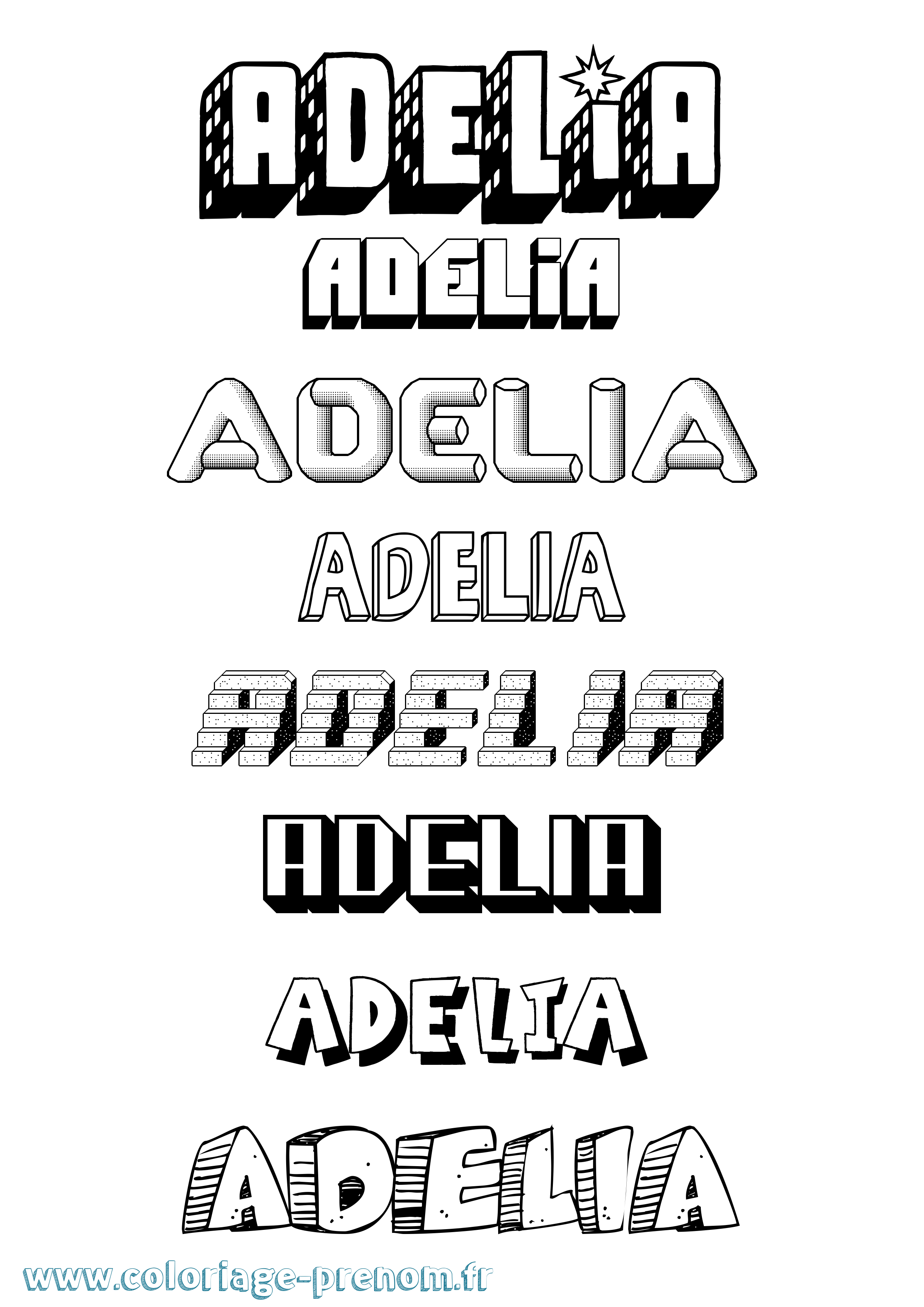 Coloriage Adelia Effet 3D Coloriage prénom Adelia Effet 3D