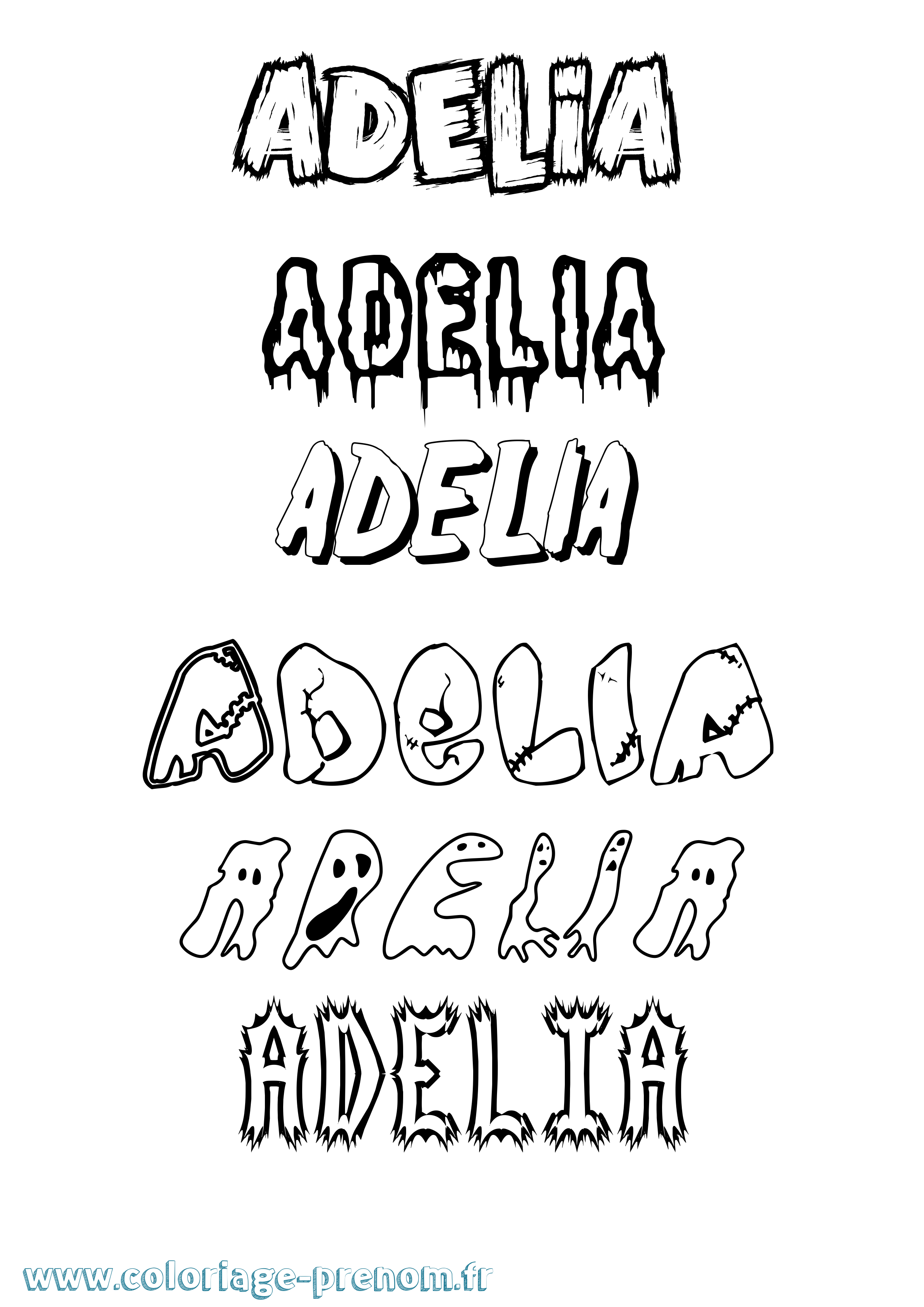 Coloriage Adelia Frisson Coloriage prénom Adelia Frisson