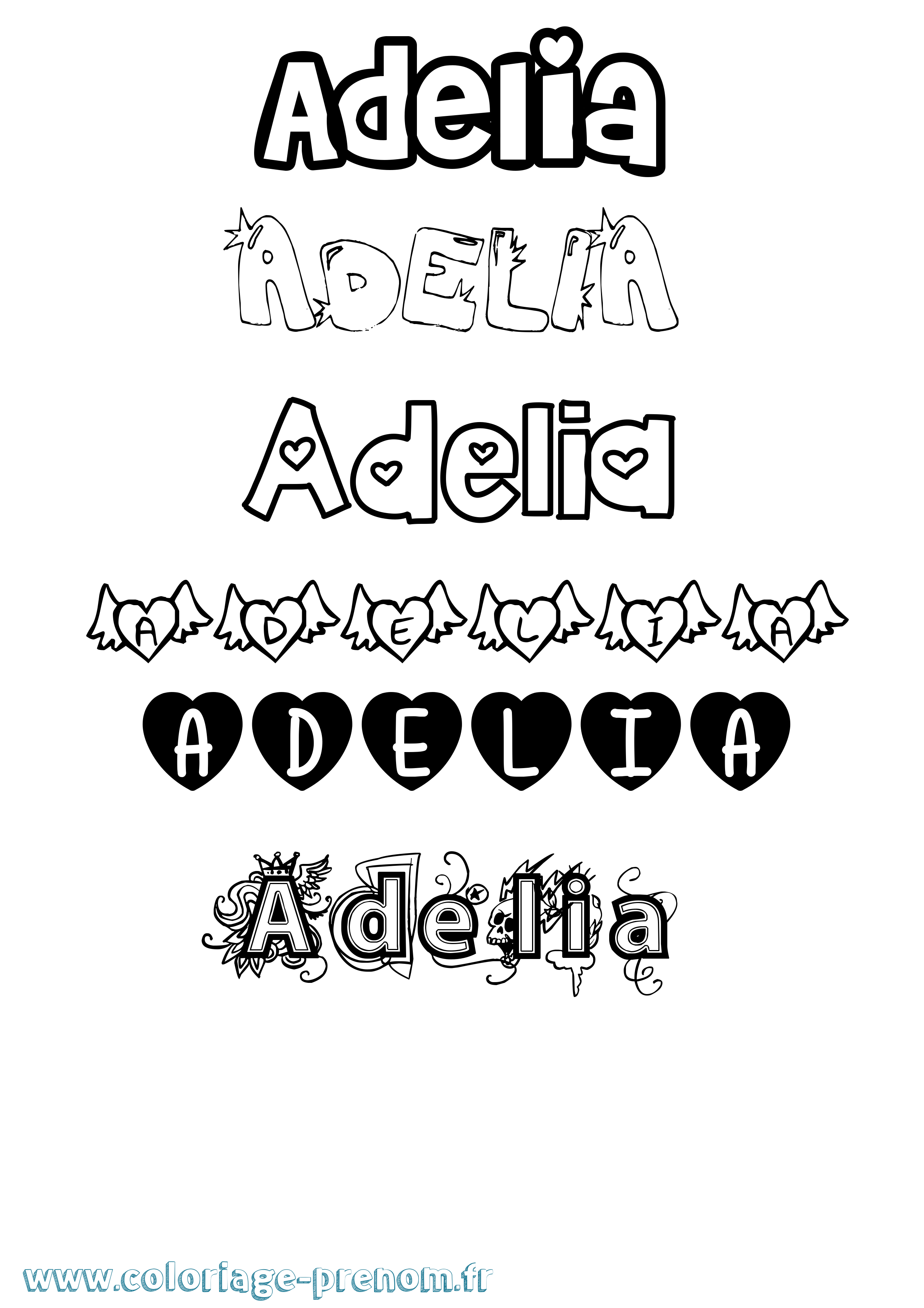 Coloriage prénom Adelia Girly