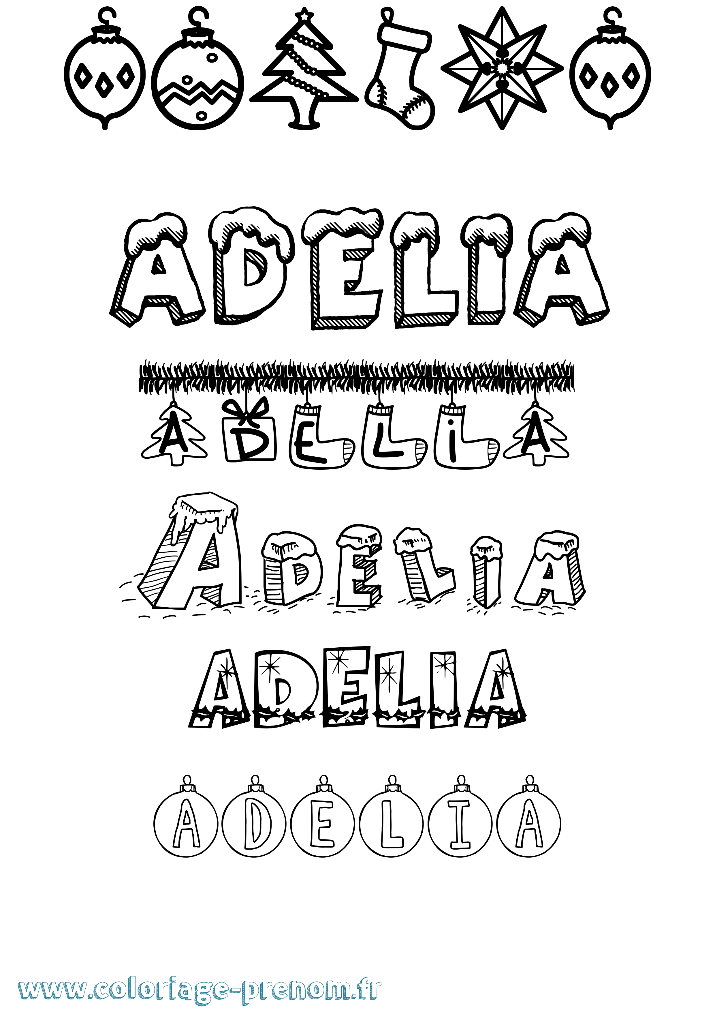 Coloriage prénom Adelia Noël