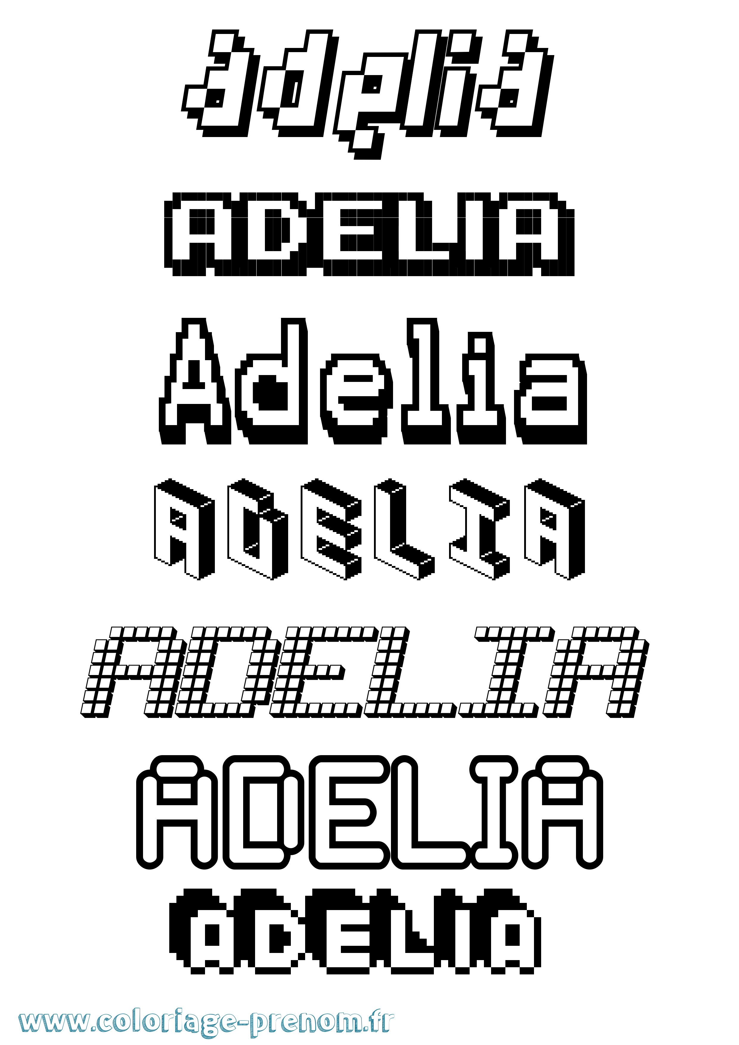 Coloriage prénom Adelia Pixel