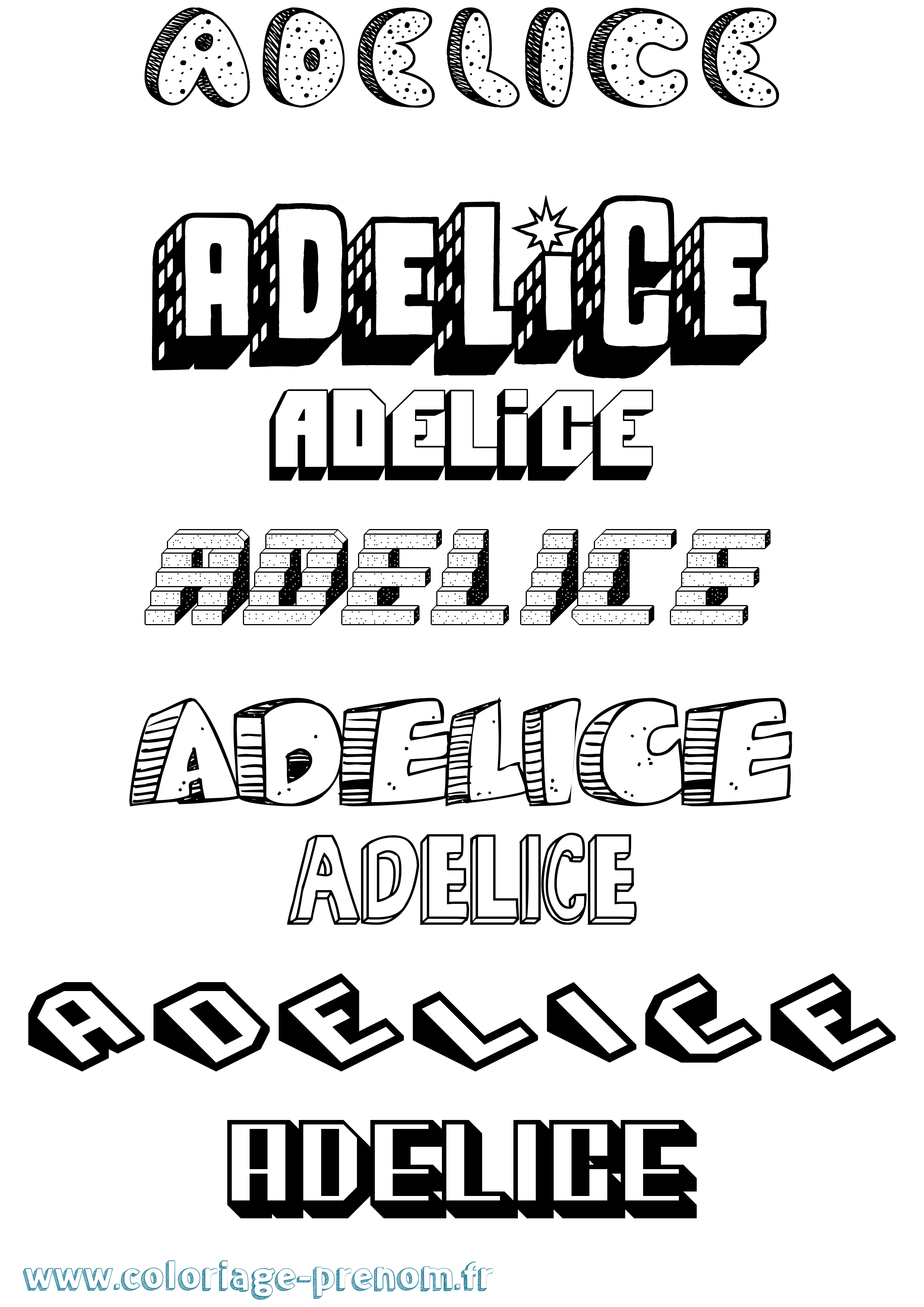 Coloriage Adelice Effet 3D Coloriage prénom Adelice Effet 3D