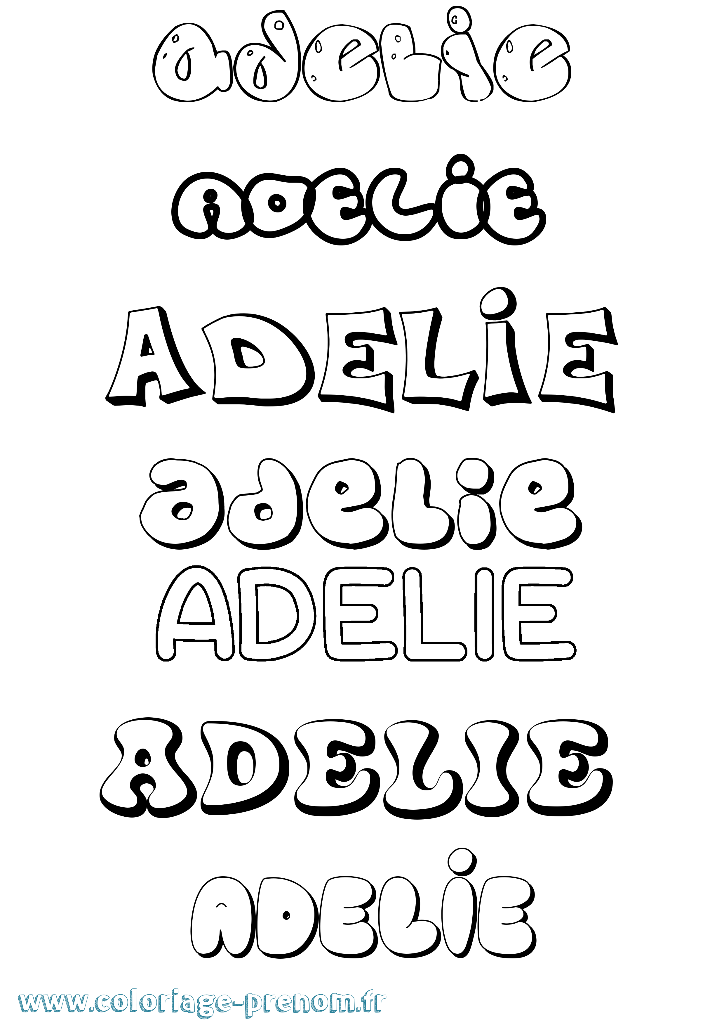 Coloriage prénom Adelie Bubble