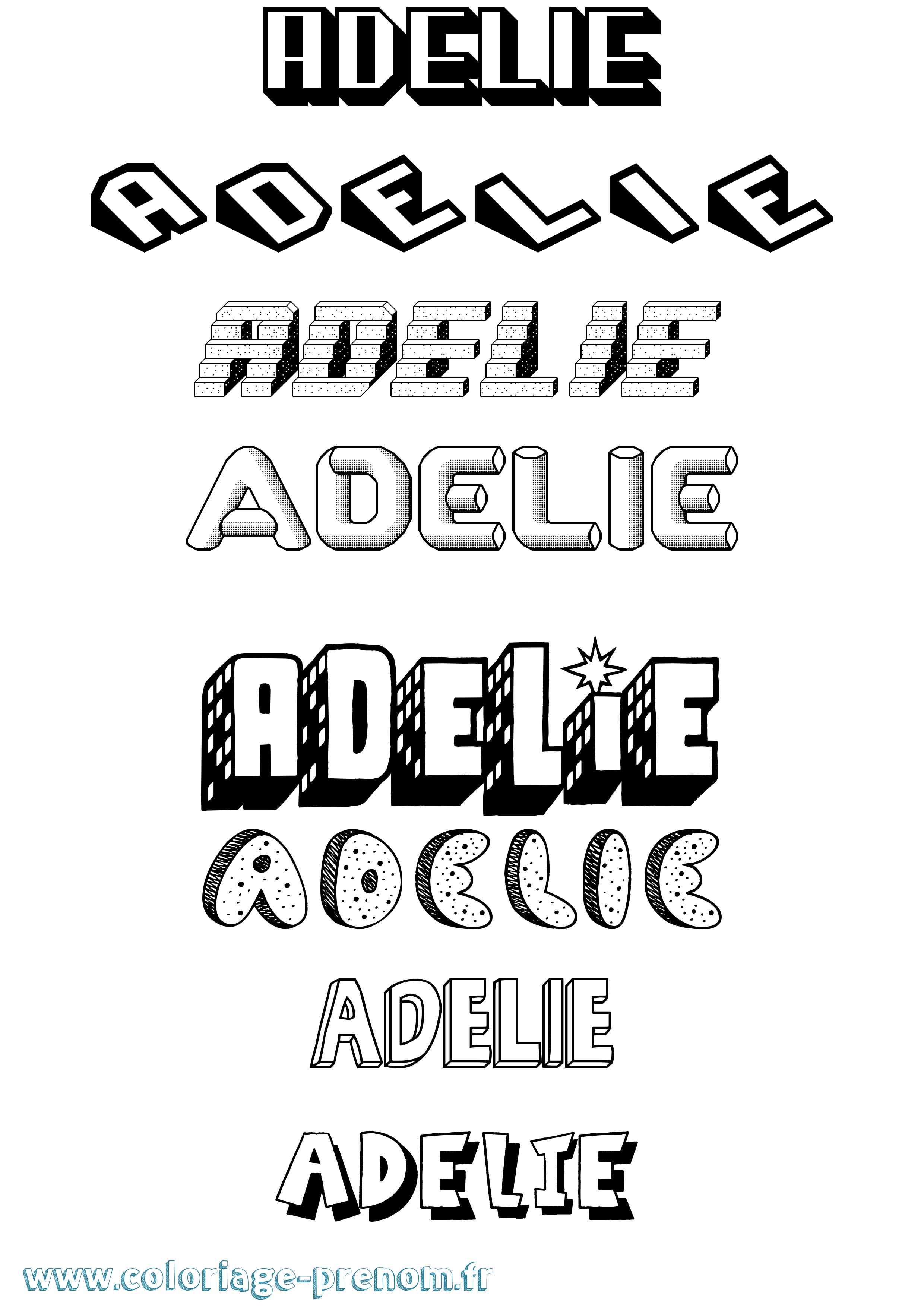 Coloriage Adelie Effet 3D Coloriage prénom Adelie Effet 3D