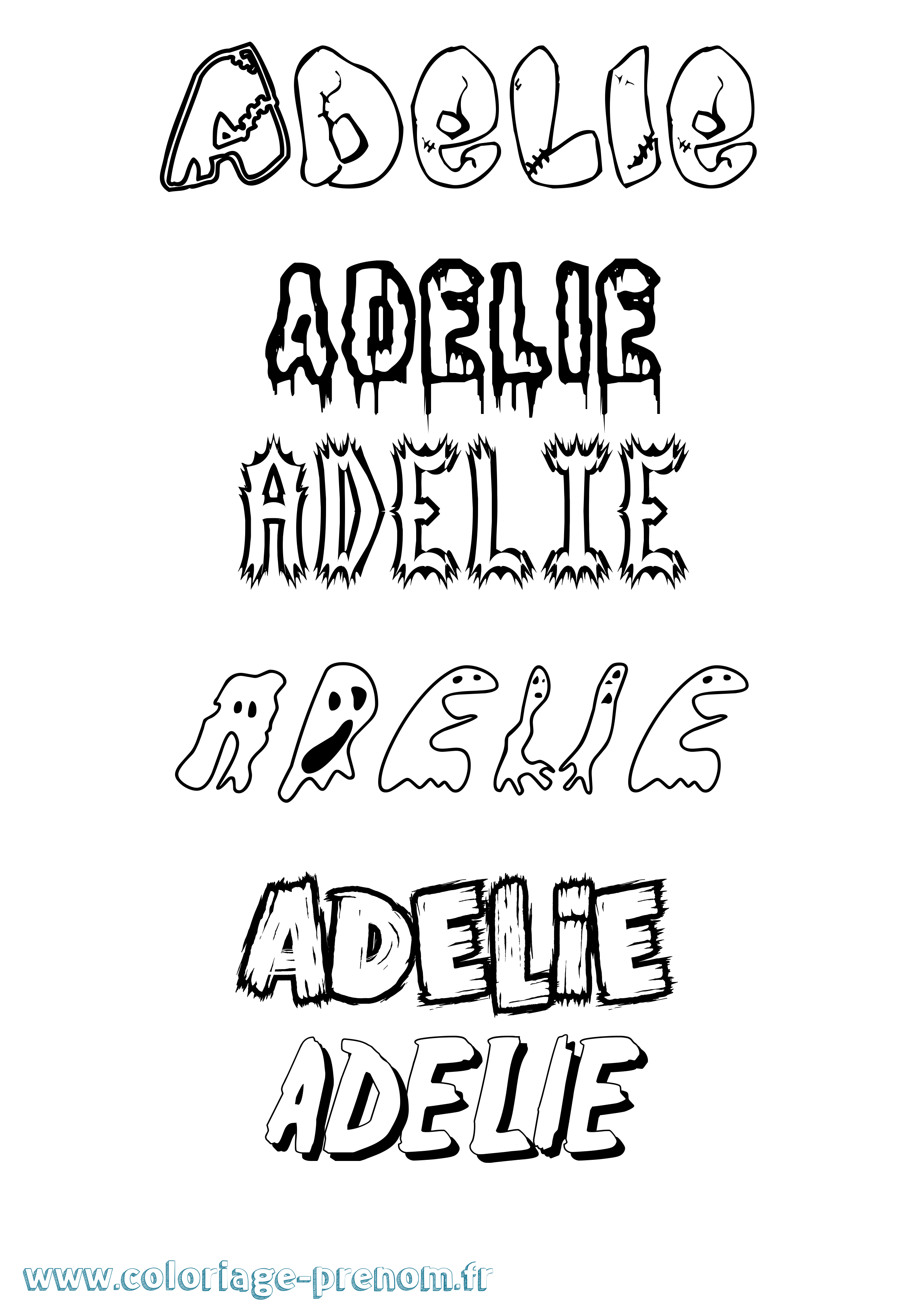 Coloriage Adelie Frisson Coloriage prénom Adelie Frisson