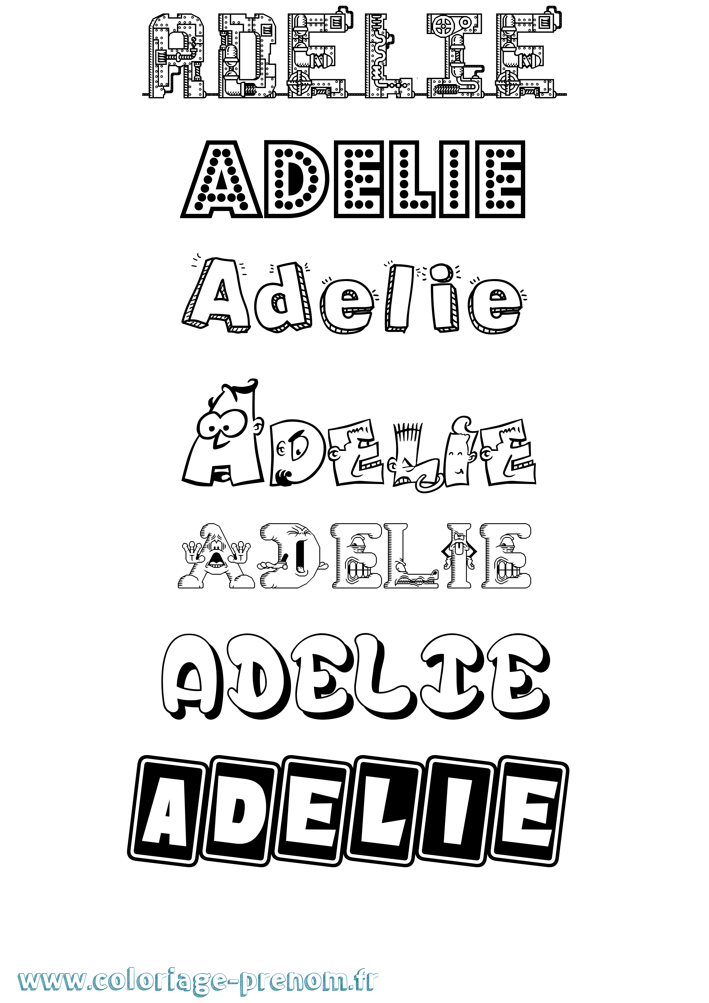 Coloriage prénom Adelie Fun