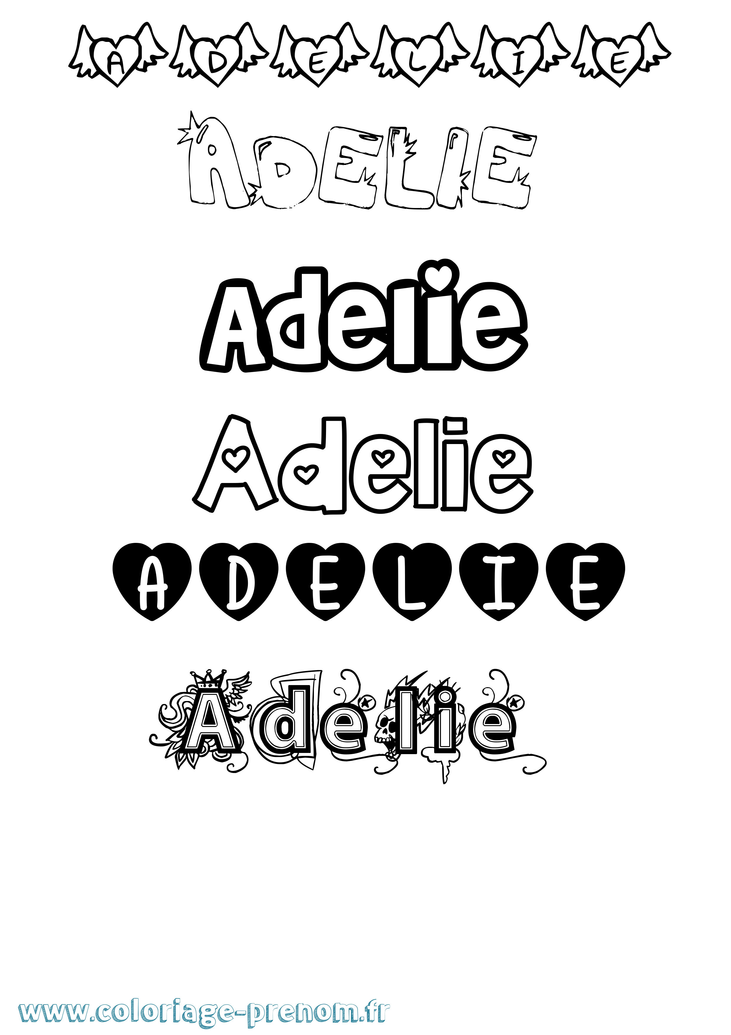Coloriage prénom Adelie Girly