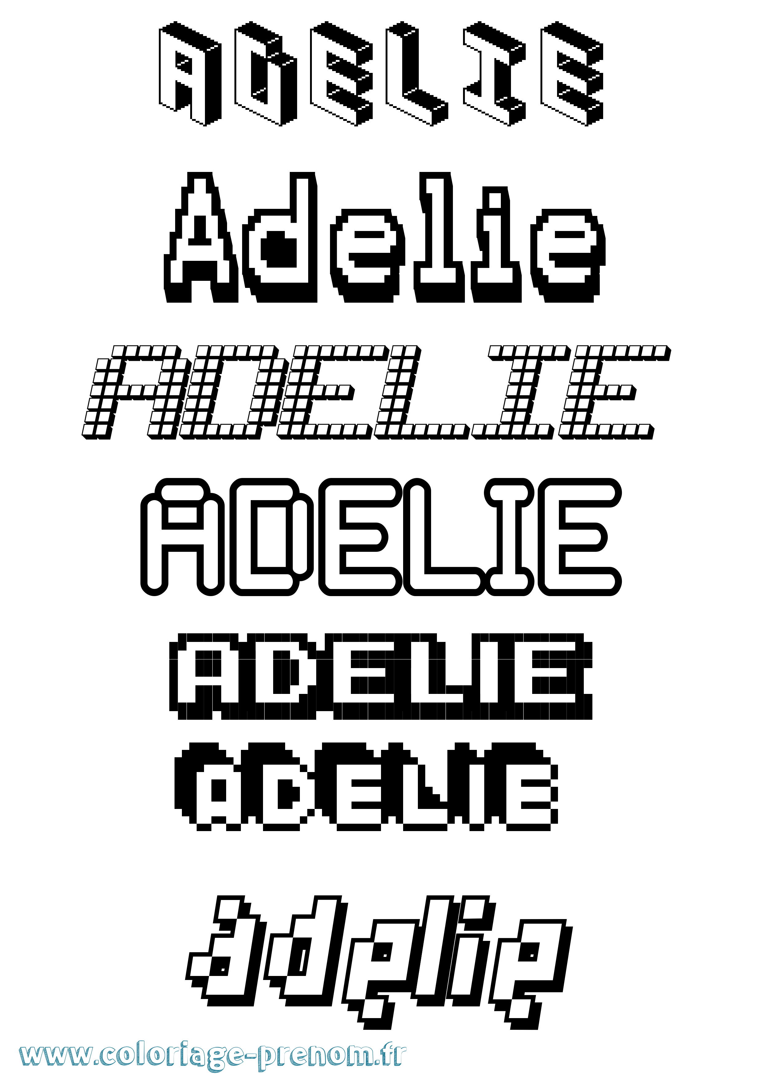 Coloriage prénom Adelie Pixel
