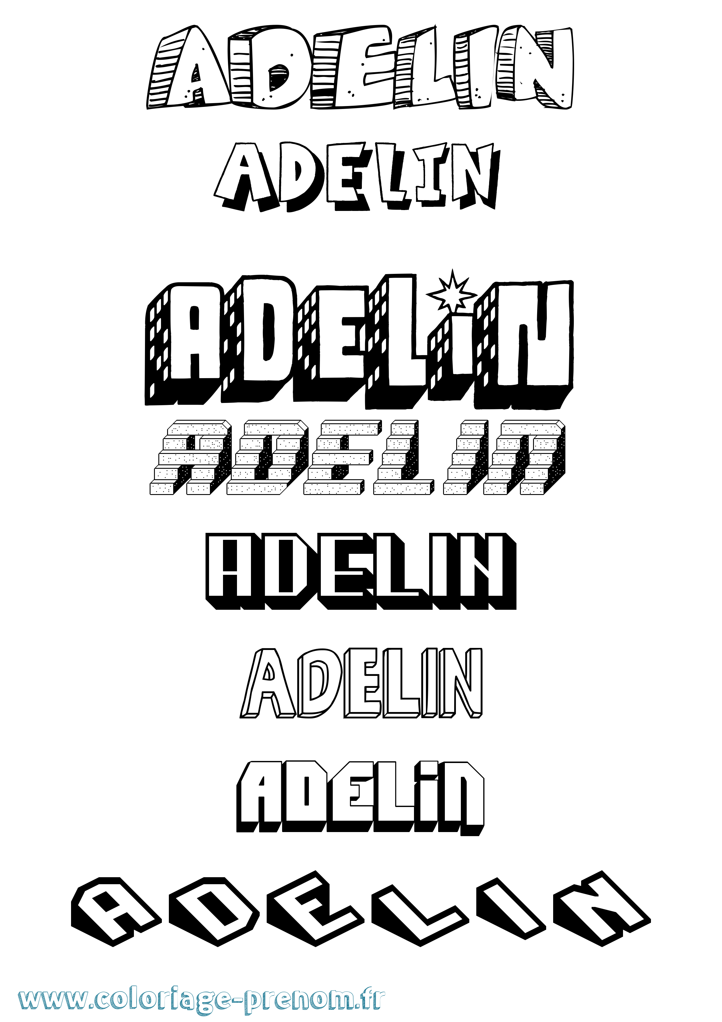 Coloriage Adelin Effet 3D Coloriage prénom Adelin Effet 3D