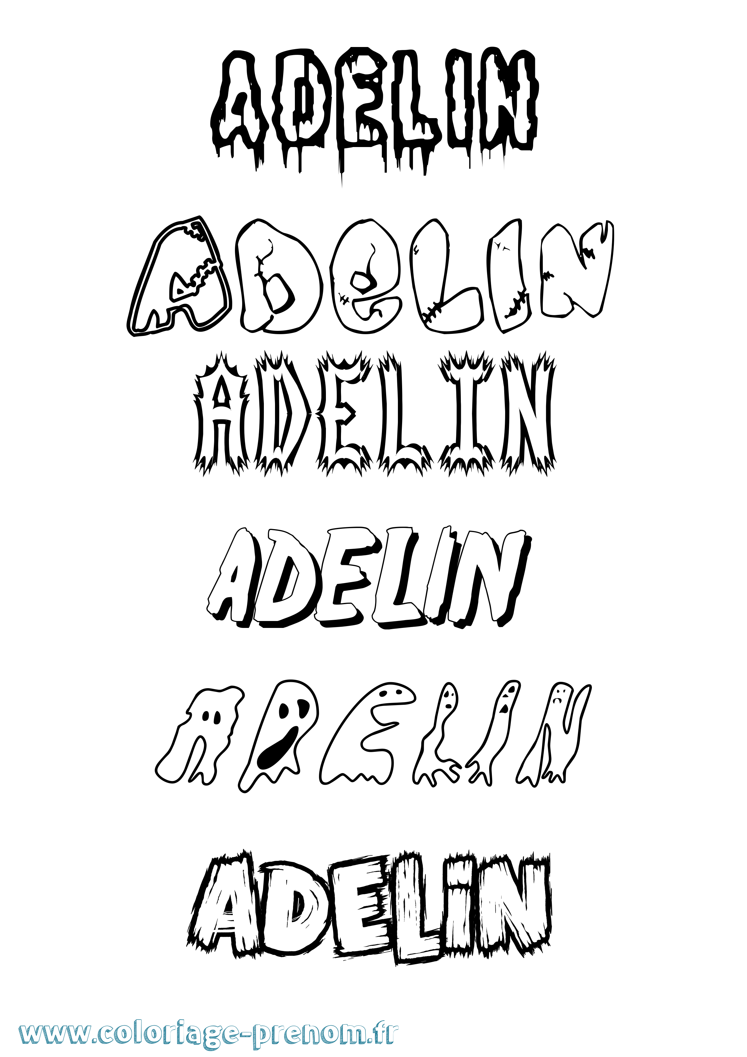 Coloriage Adelin Frisson Coloriage prénom Adelin Frisson