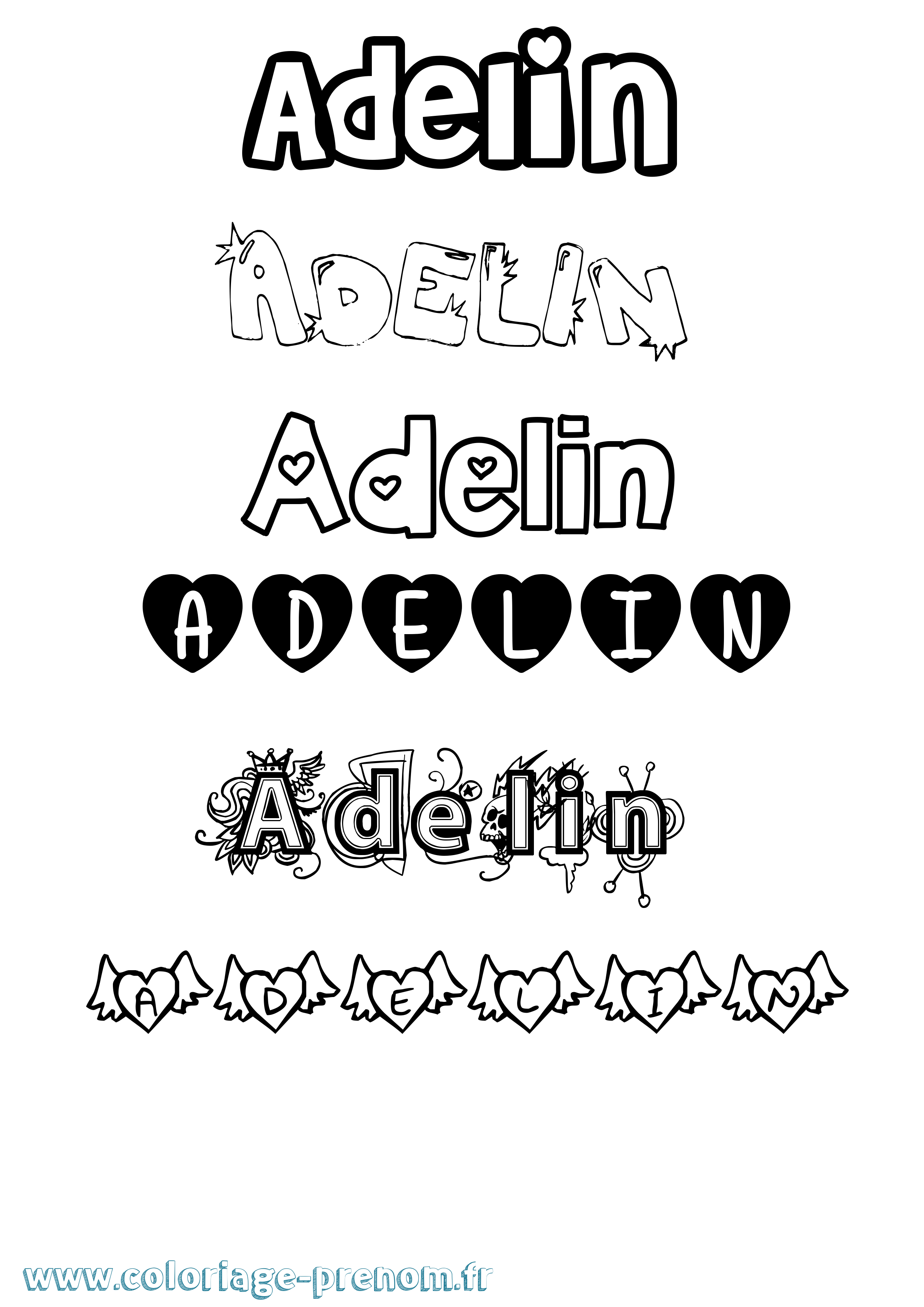 Coloriage Adelin Girly Coloriage prénom Adelin Girly