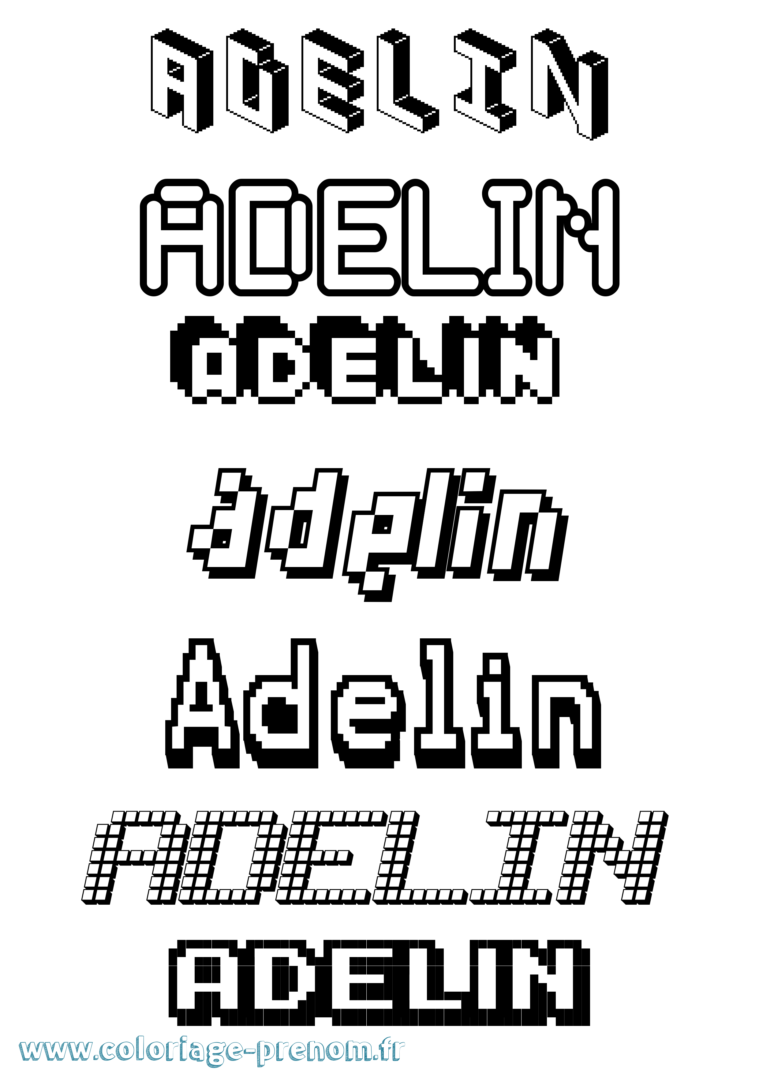 Coloriage Adelin Pixel Coloriage prénom Adelin Pixel