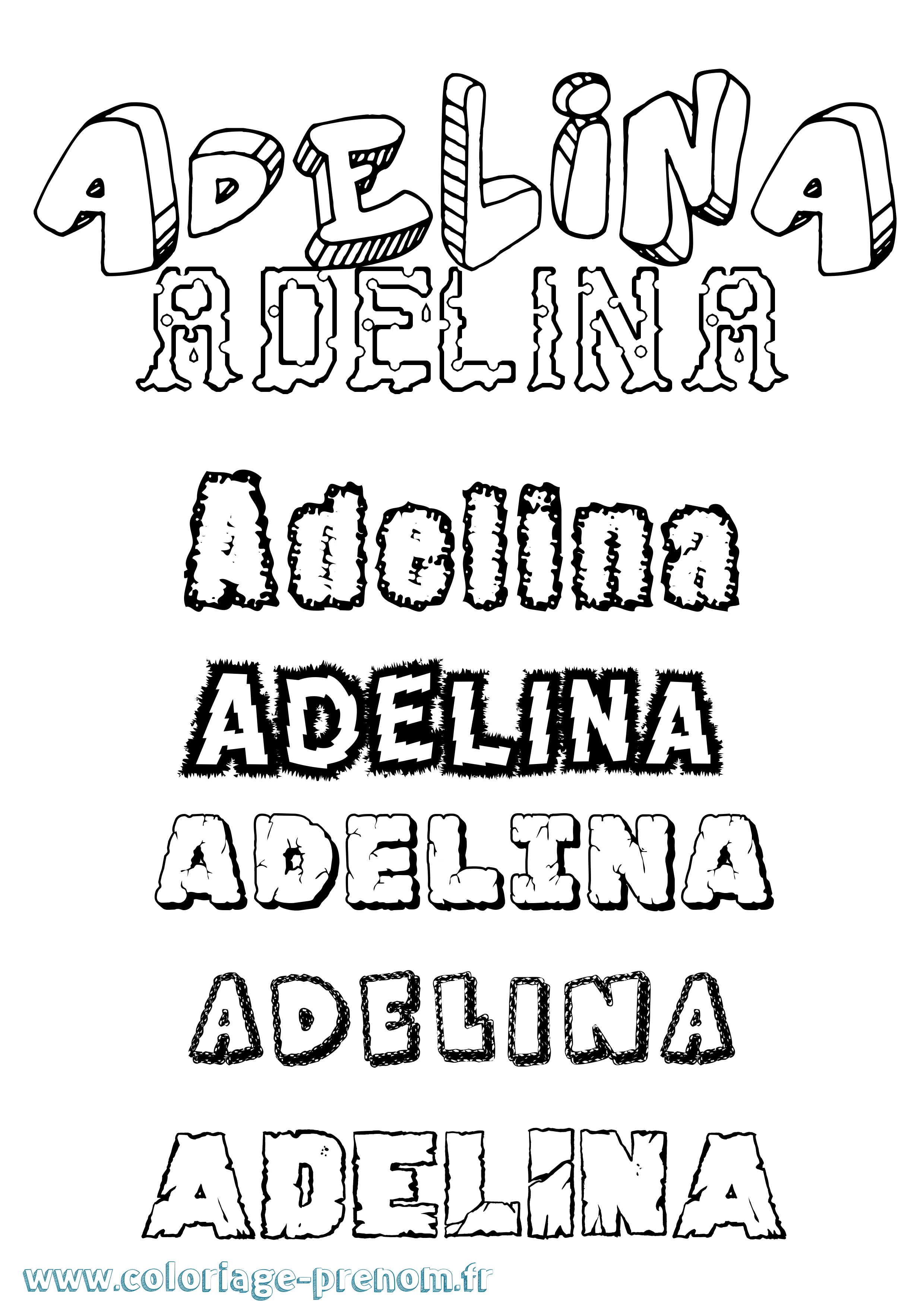 Coloriage prénom Adelina Destructuré