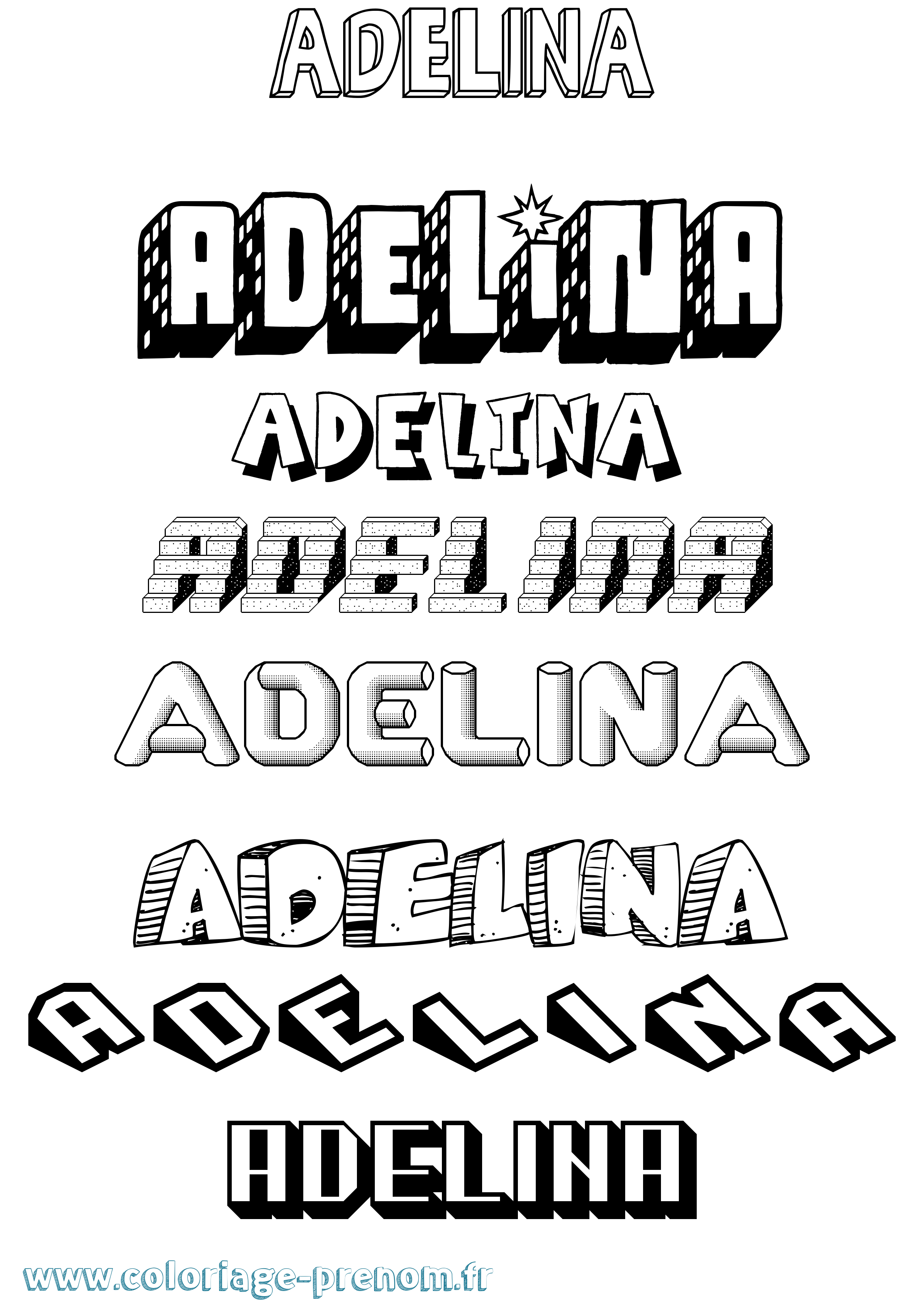 Coloriage prénom Adelina Effet 3D