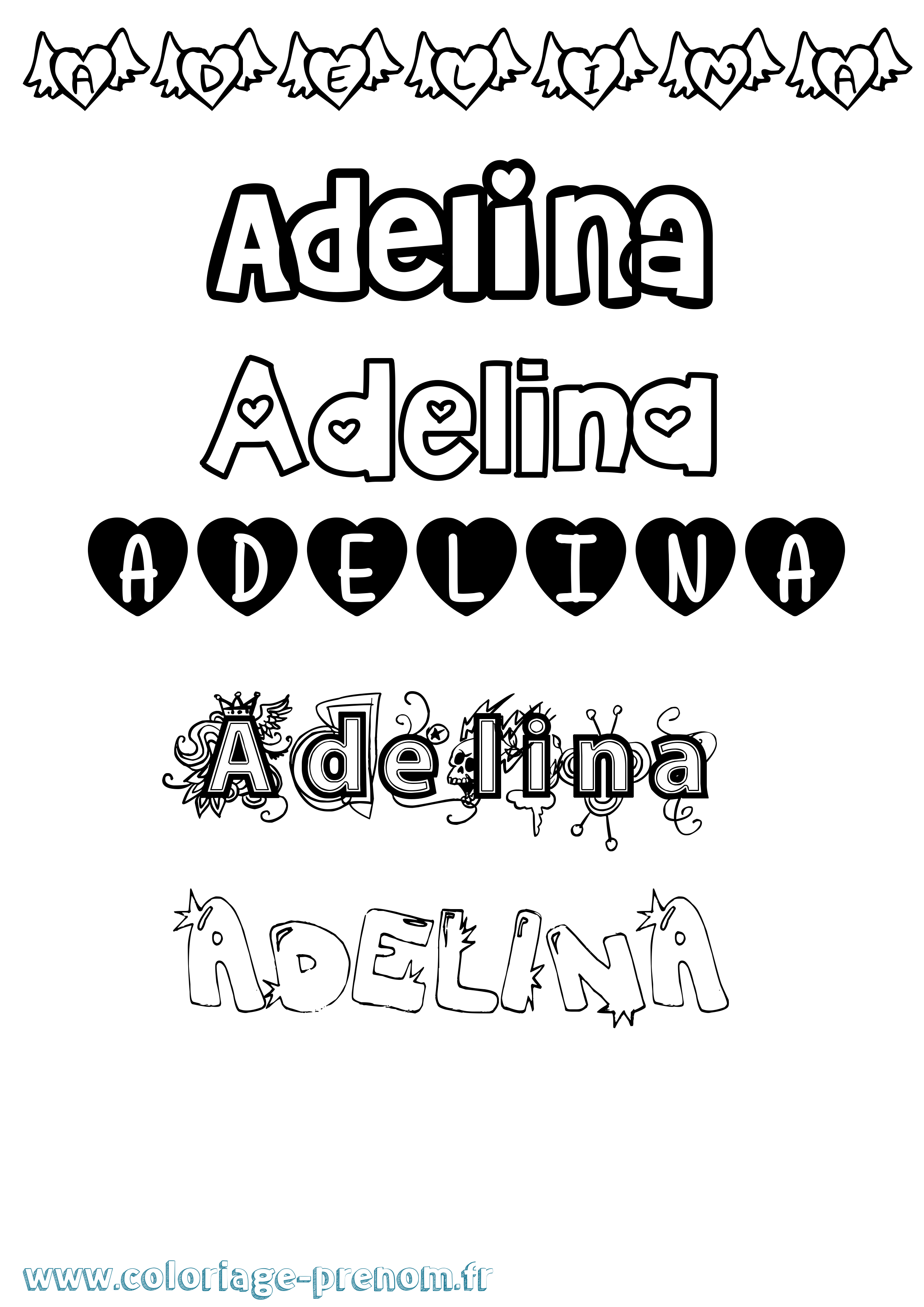Coloriage prénom Adelina Girly