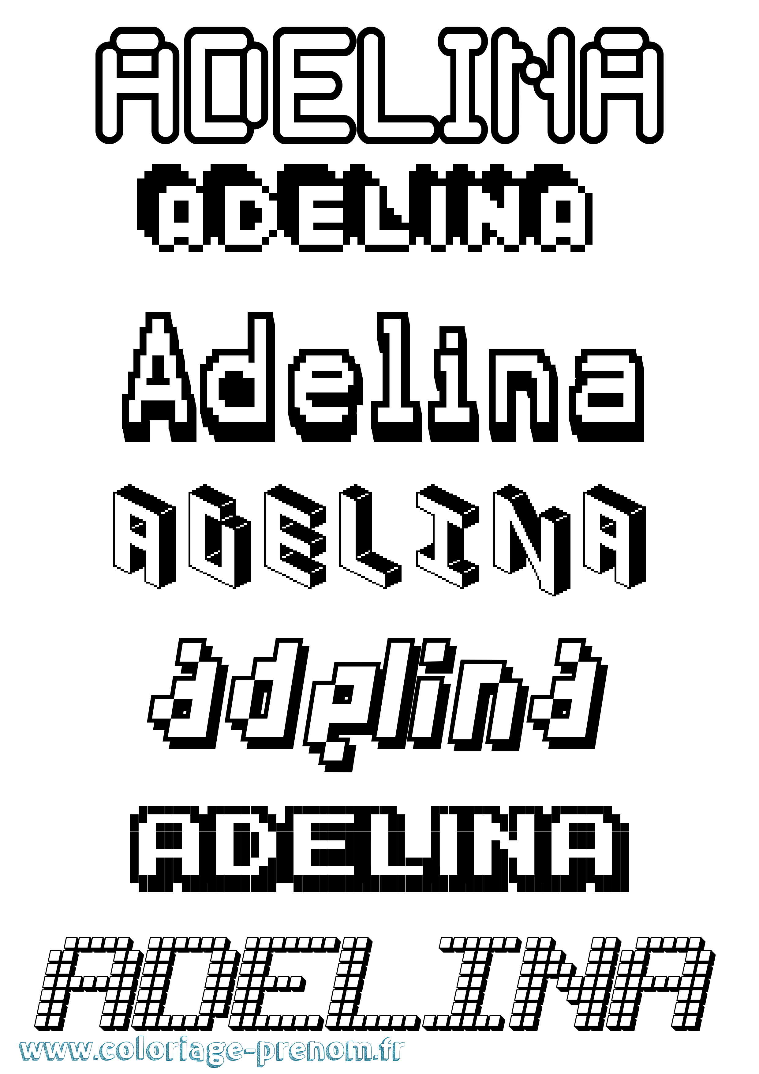 Coloriage prénom Adelina Pixel