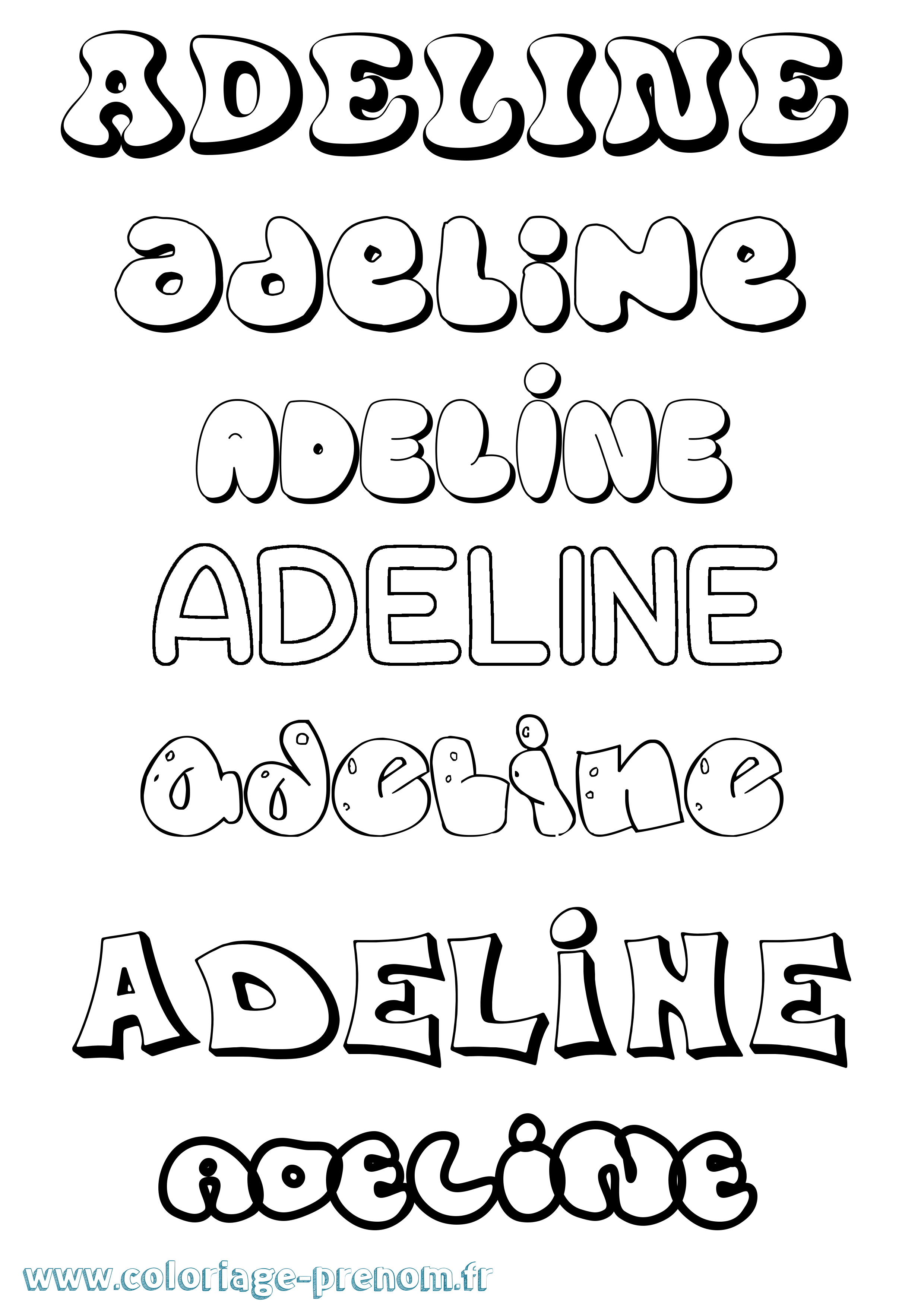 Coloriage prénom Adeline Bubble