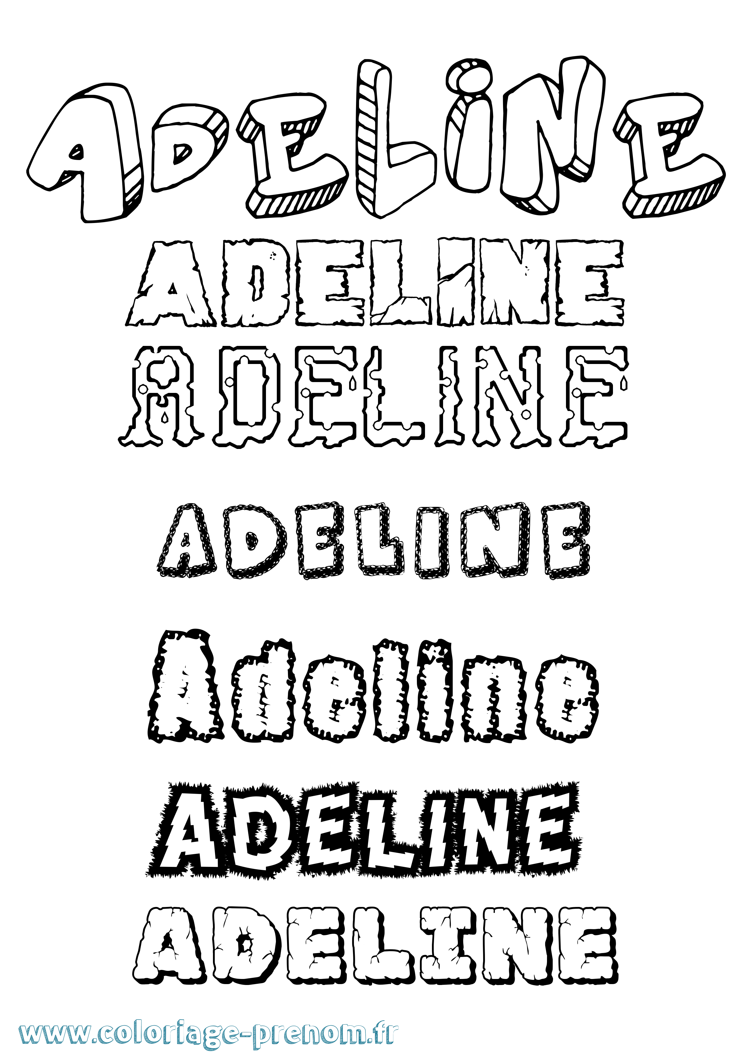 Coloriage prénom Adeline Destructuré