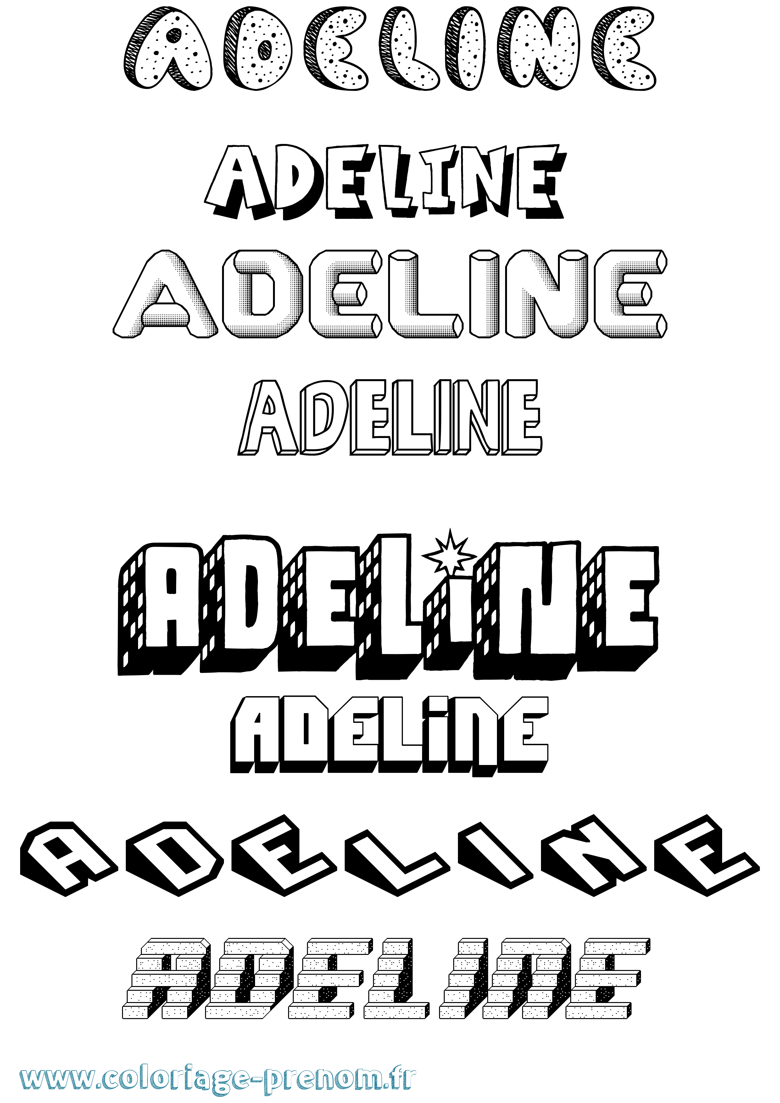 Coloriage prénom Adeline Effet 3D