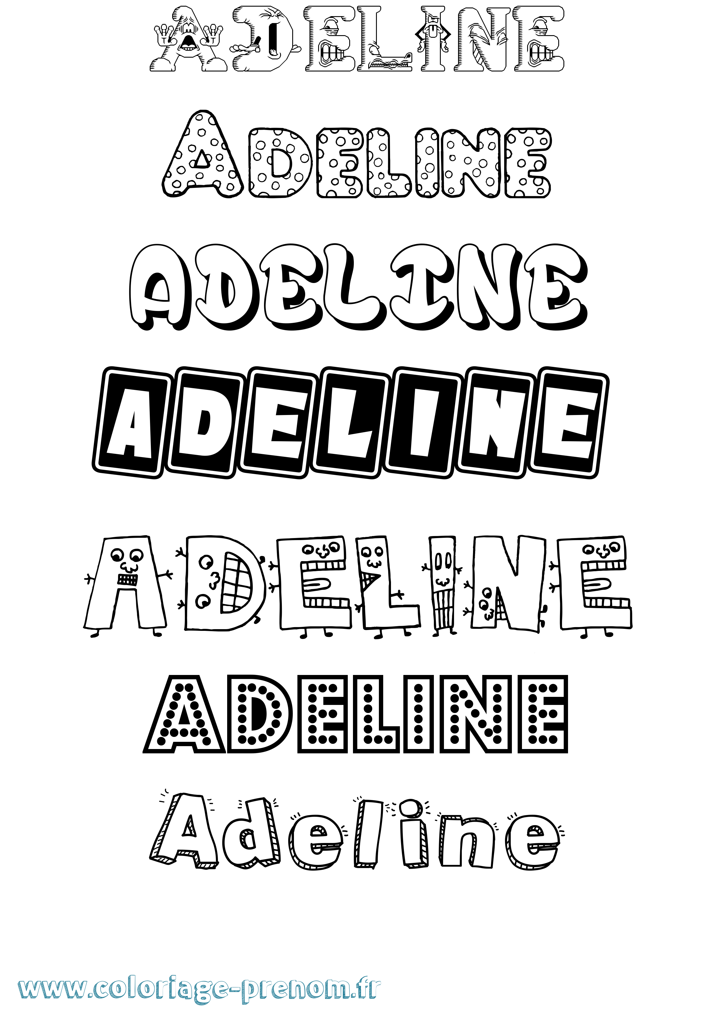 Coloriage prénom Adeline Fun