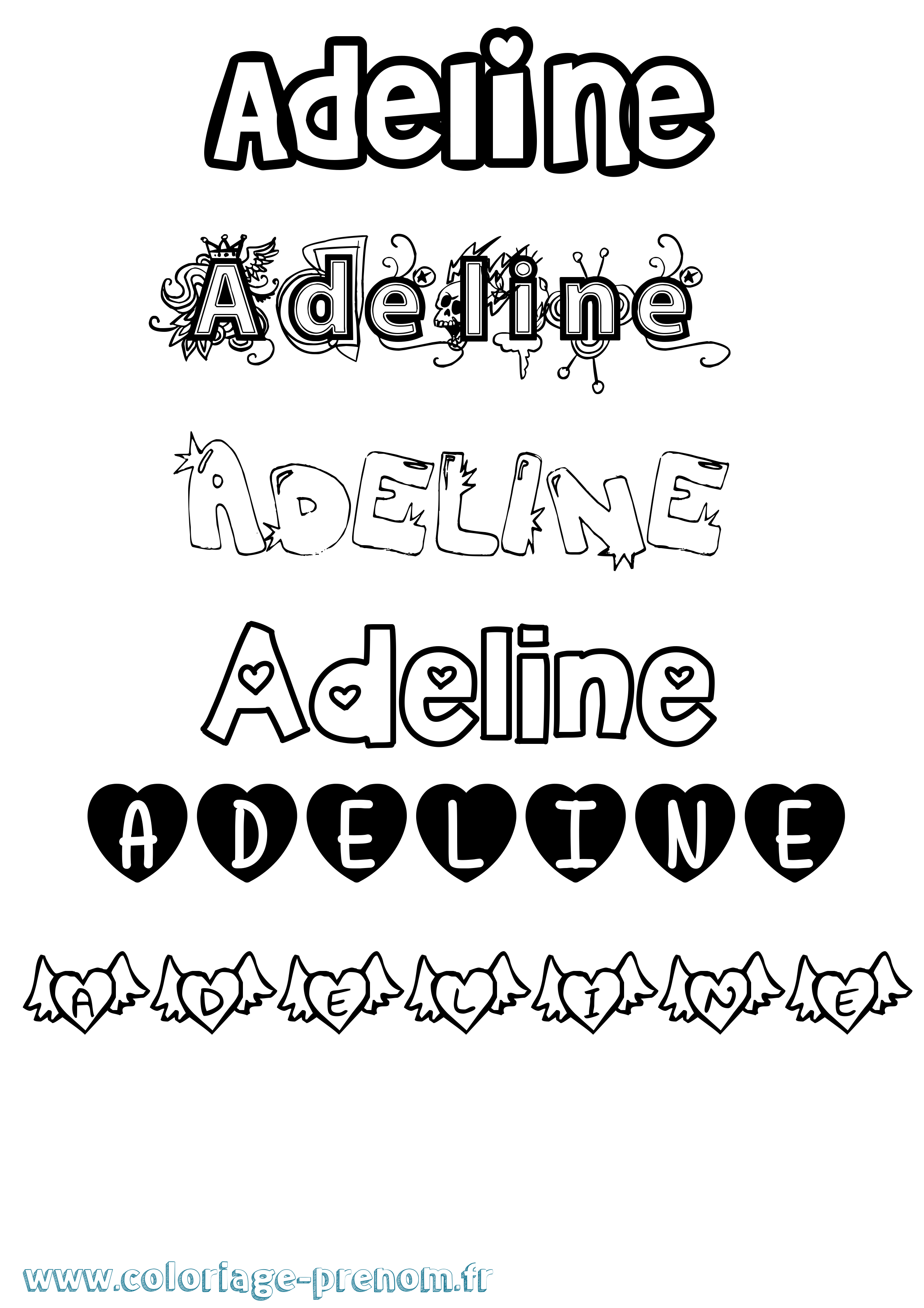 Coloriage prénom Adeline Girly