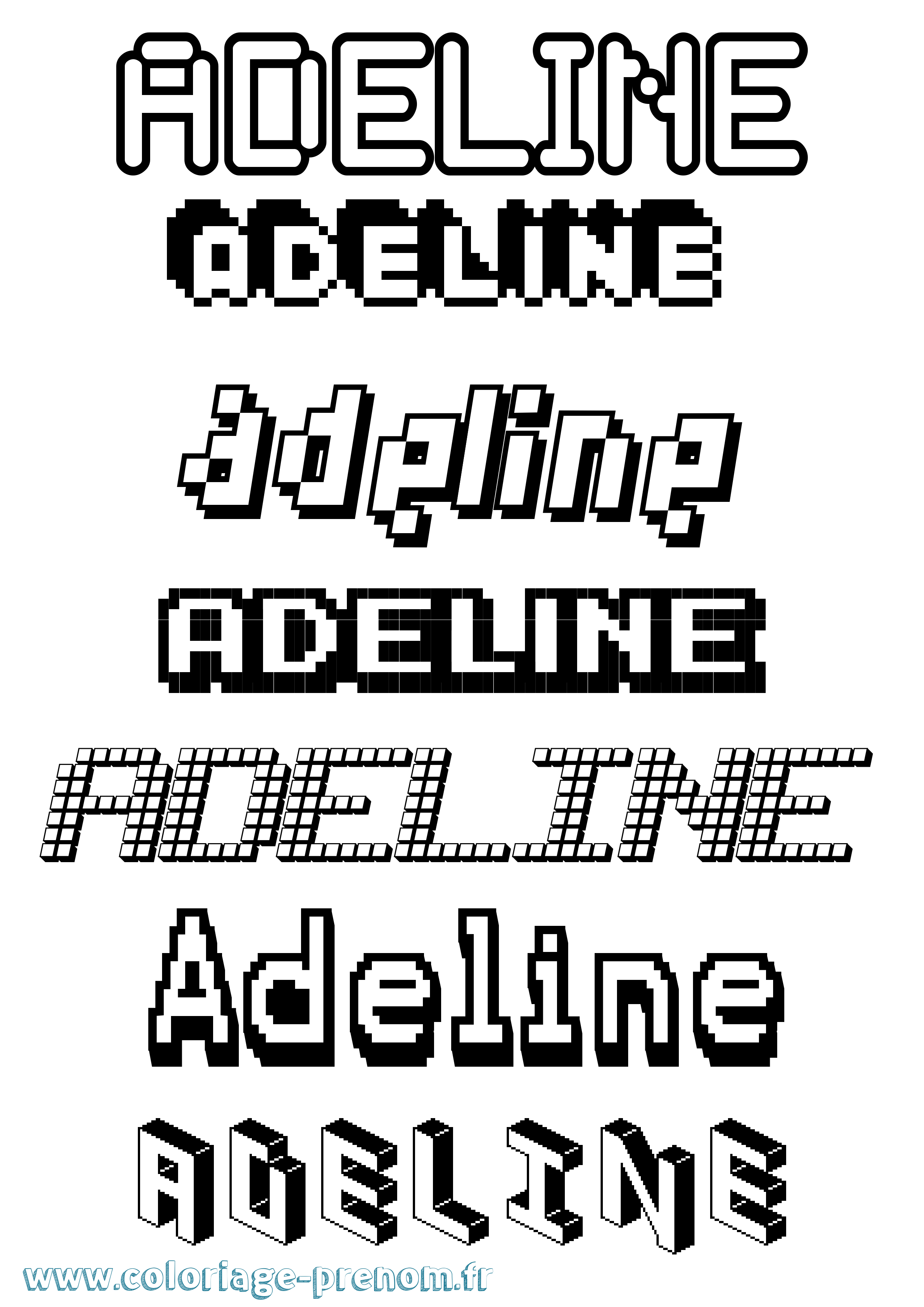 Coloriage prénom Adeline Pixel
