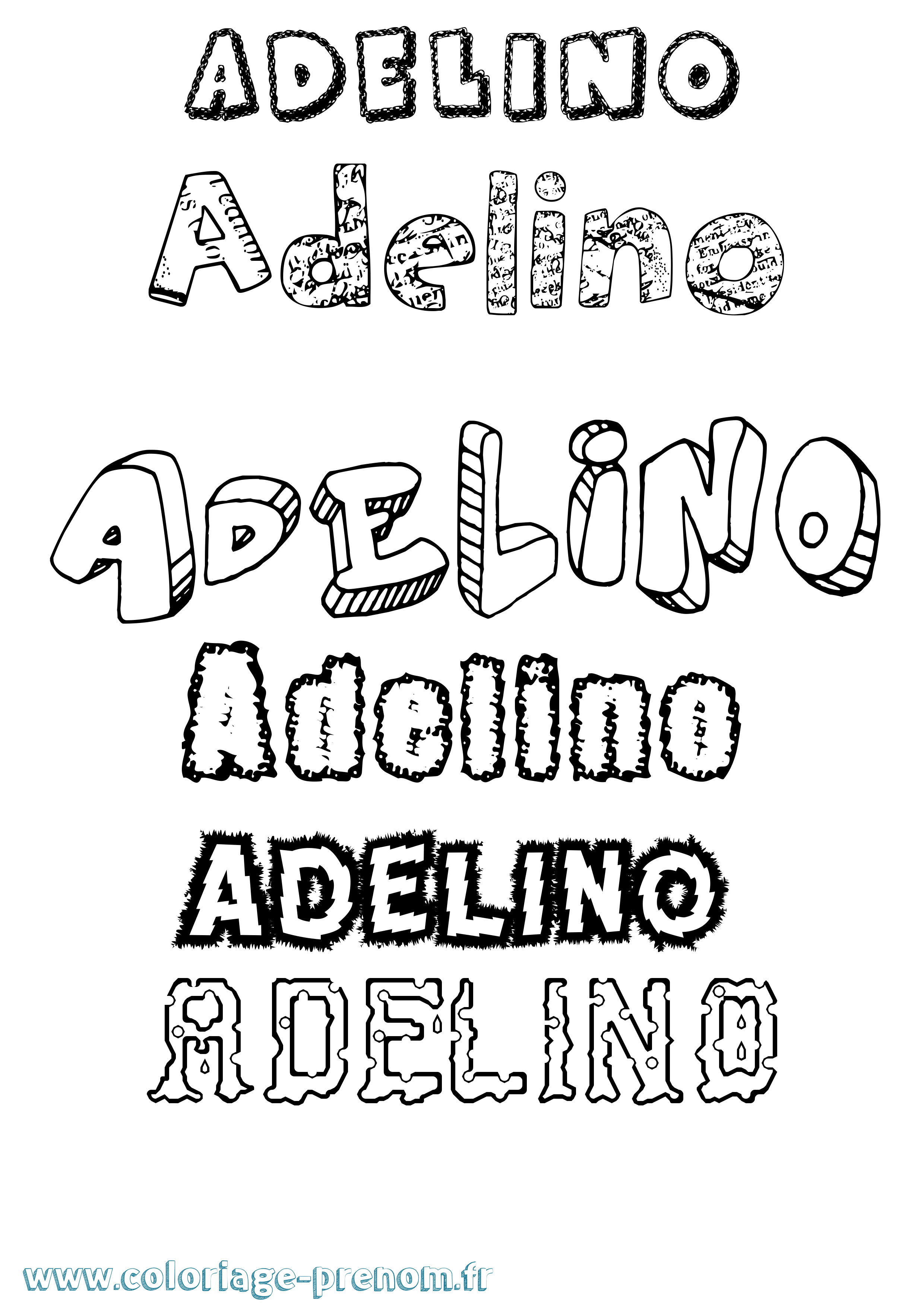 Coloriage prénom Adelino Destructuré