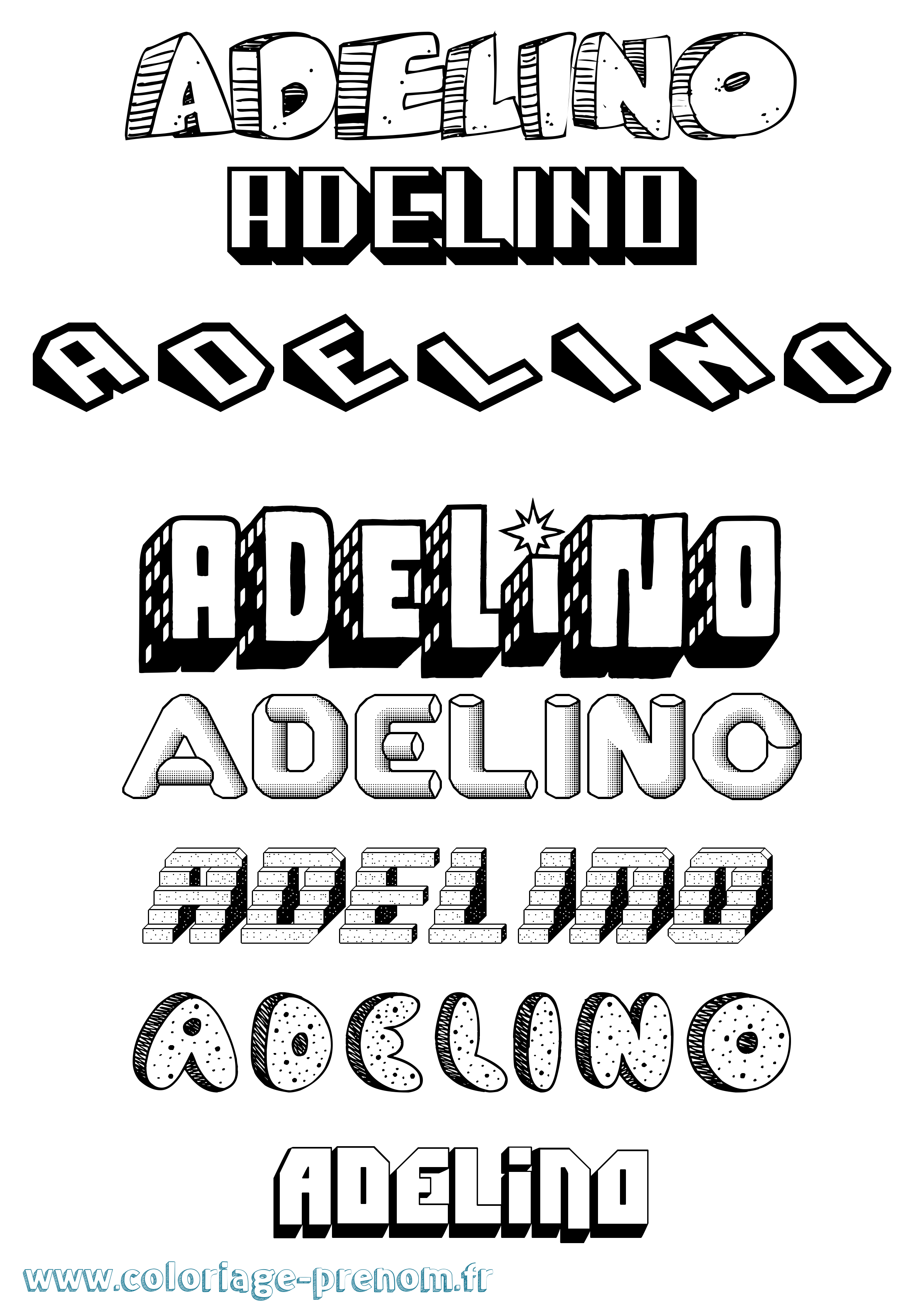 Coloriage prénom Adelino Effet 3D