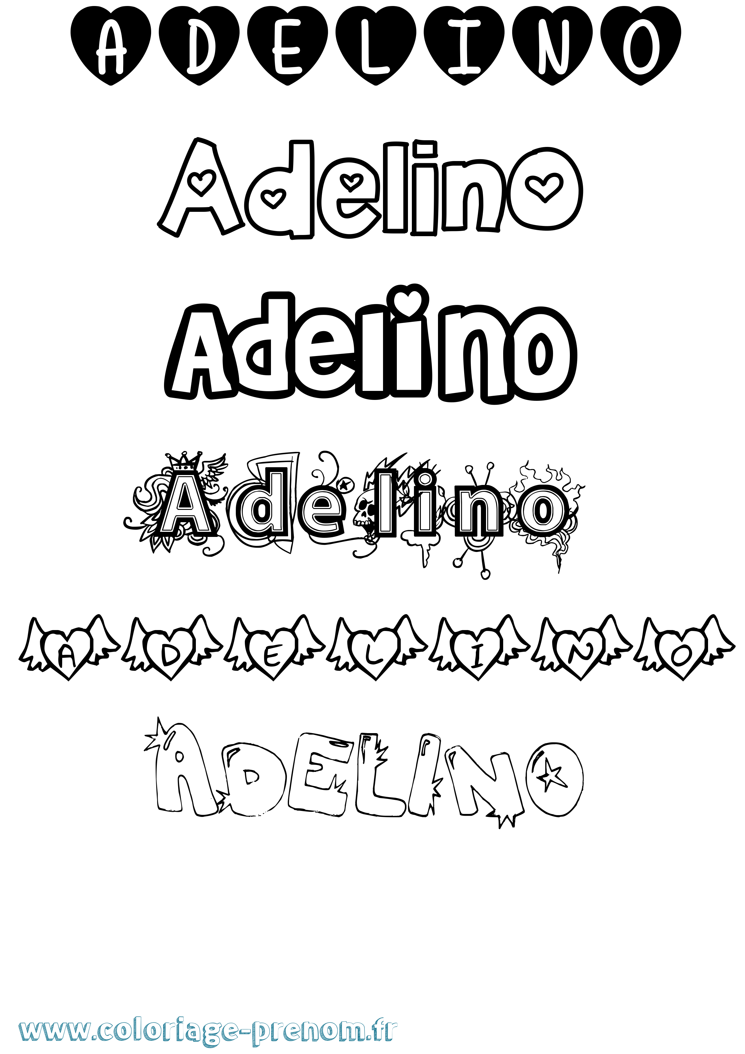 Coloriage prénom Adelino Girly