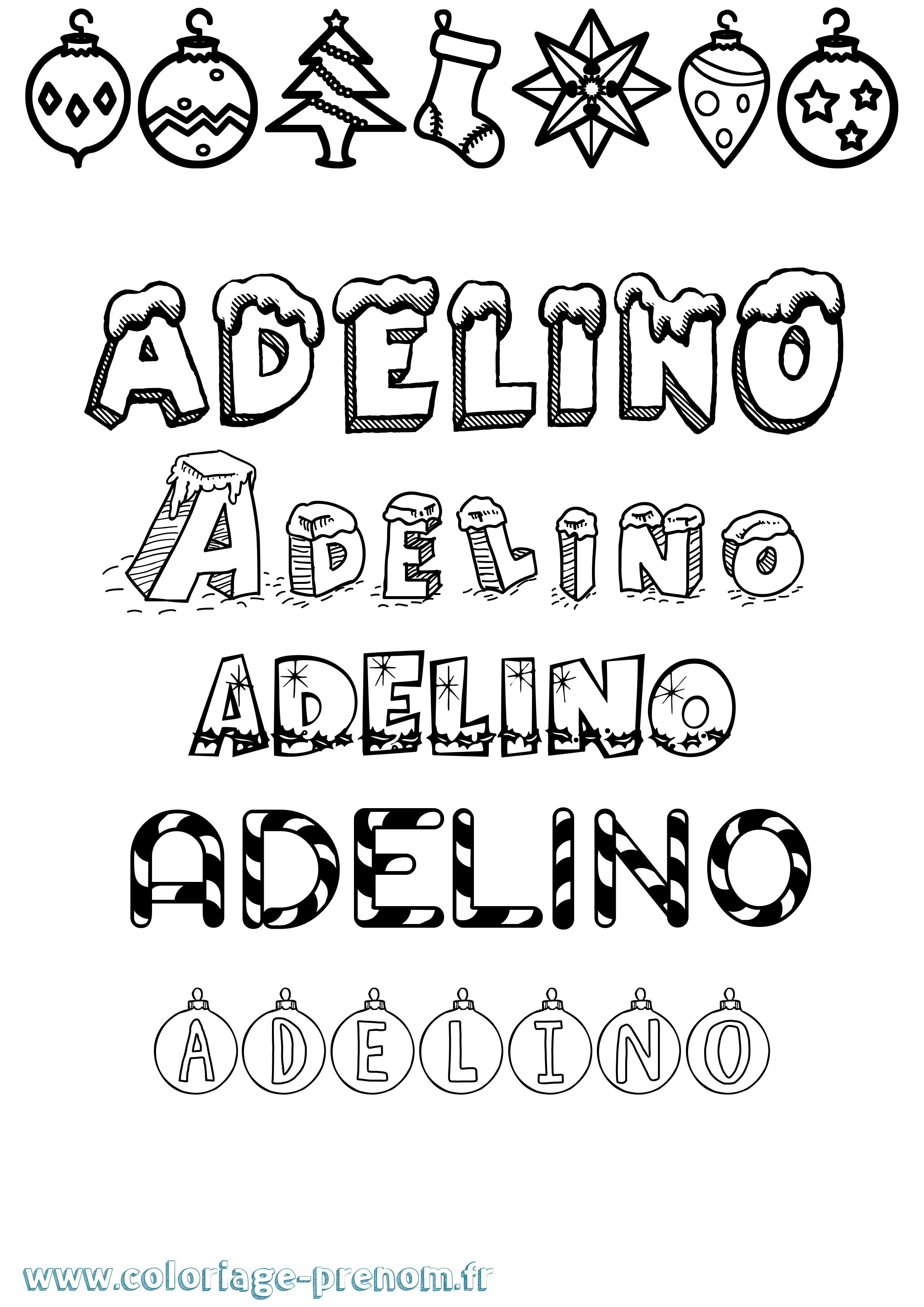 Coloriage prénom Adelino Noël