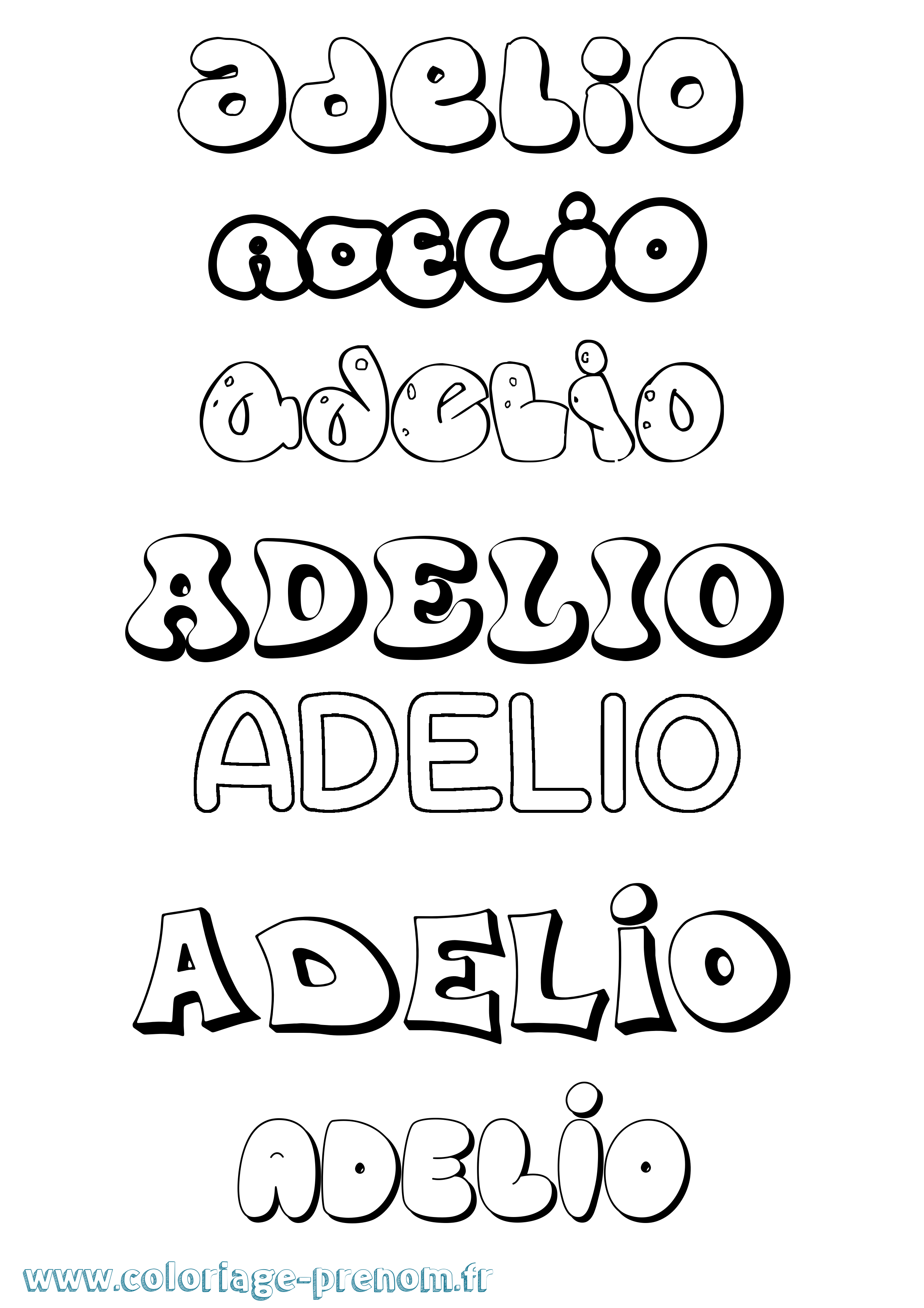 Coloriage prénom Adelio Bubble