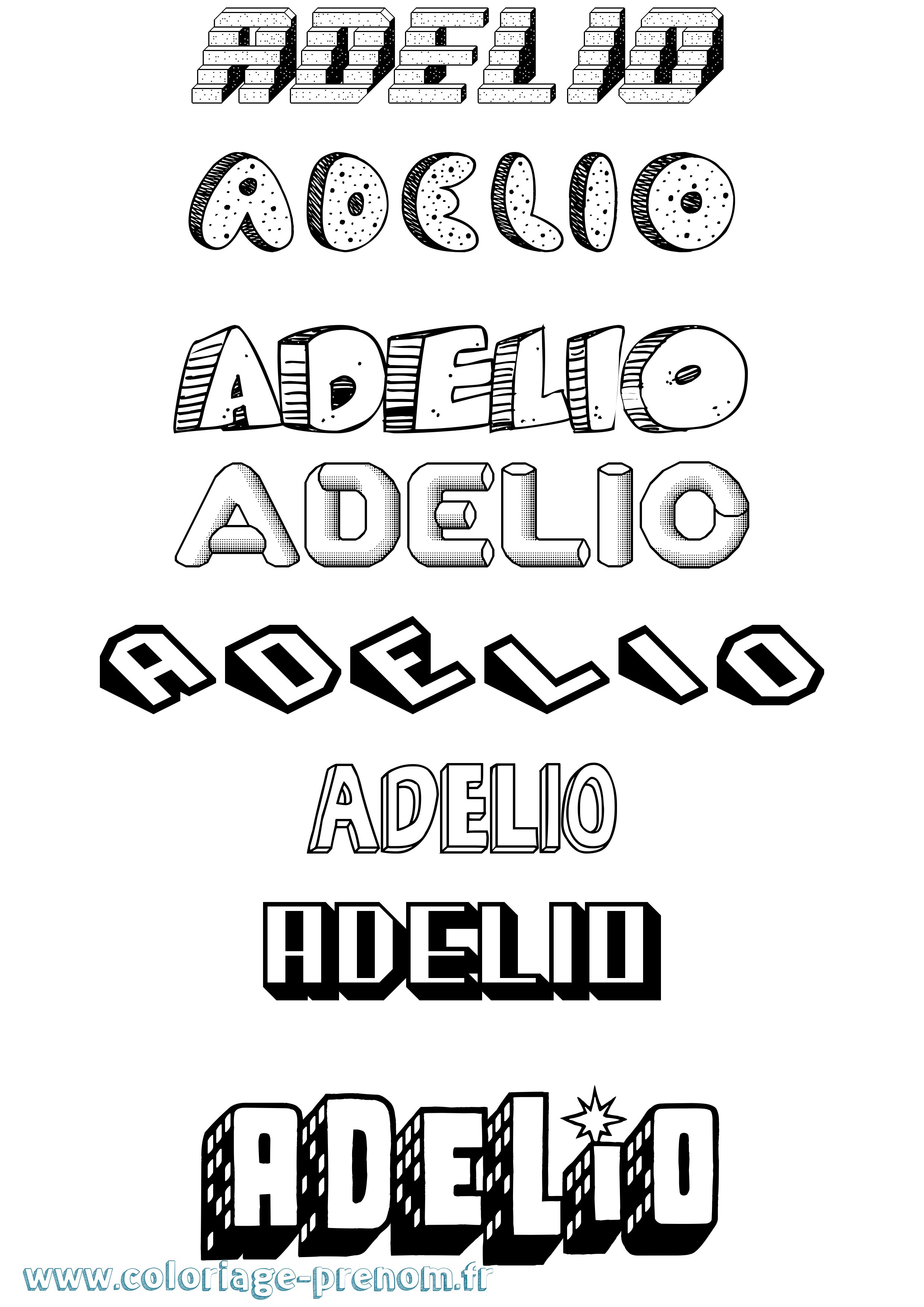 Coloriage prénom Adelio Effet 3D