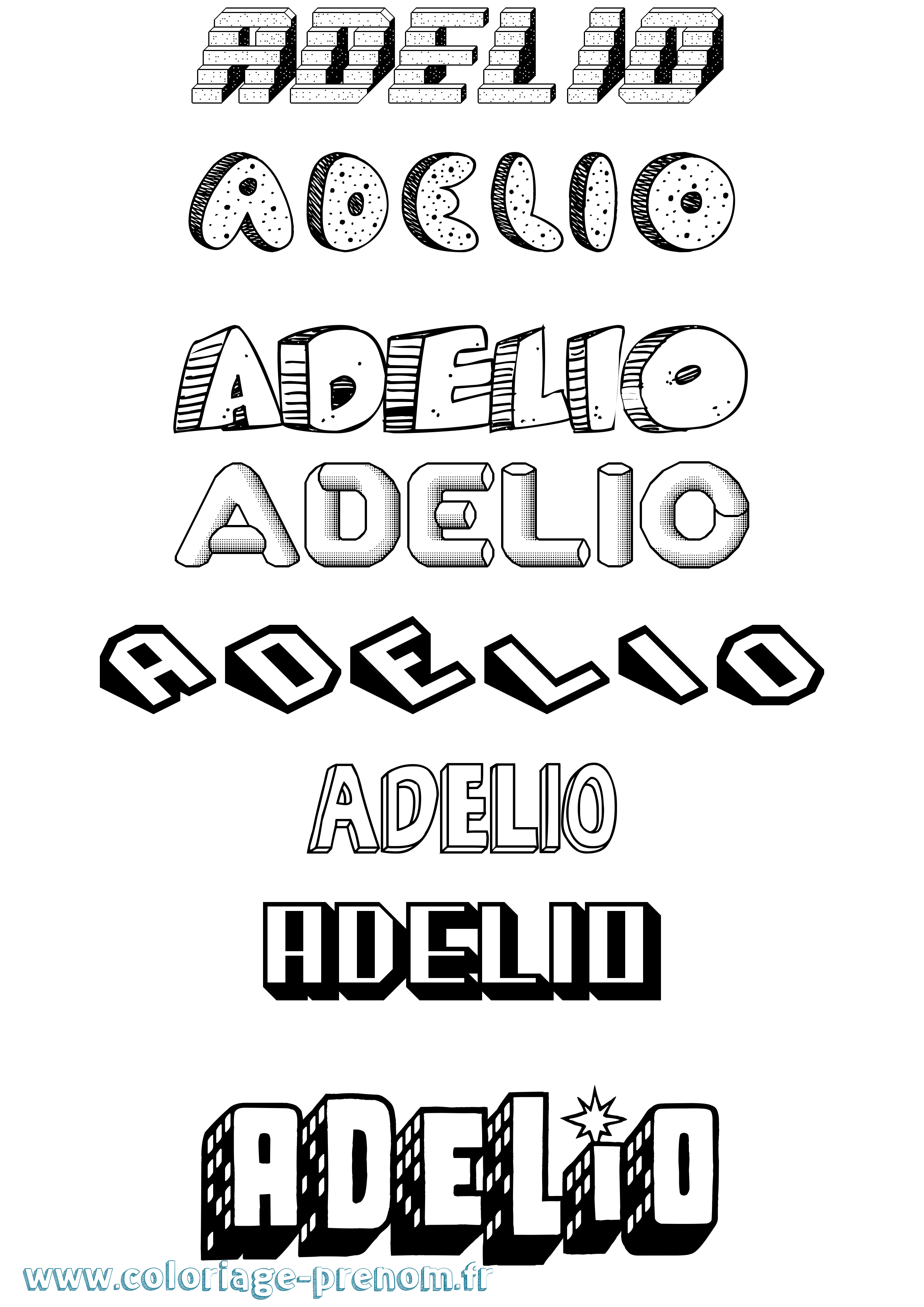 Coloriage Adelio Effet 3D Coloriage prénom Adelio Effet 3D