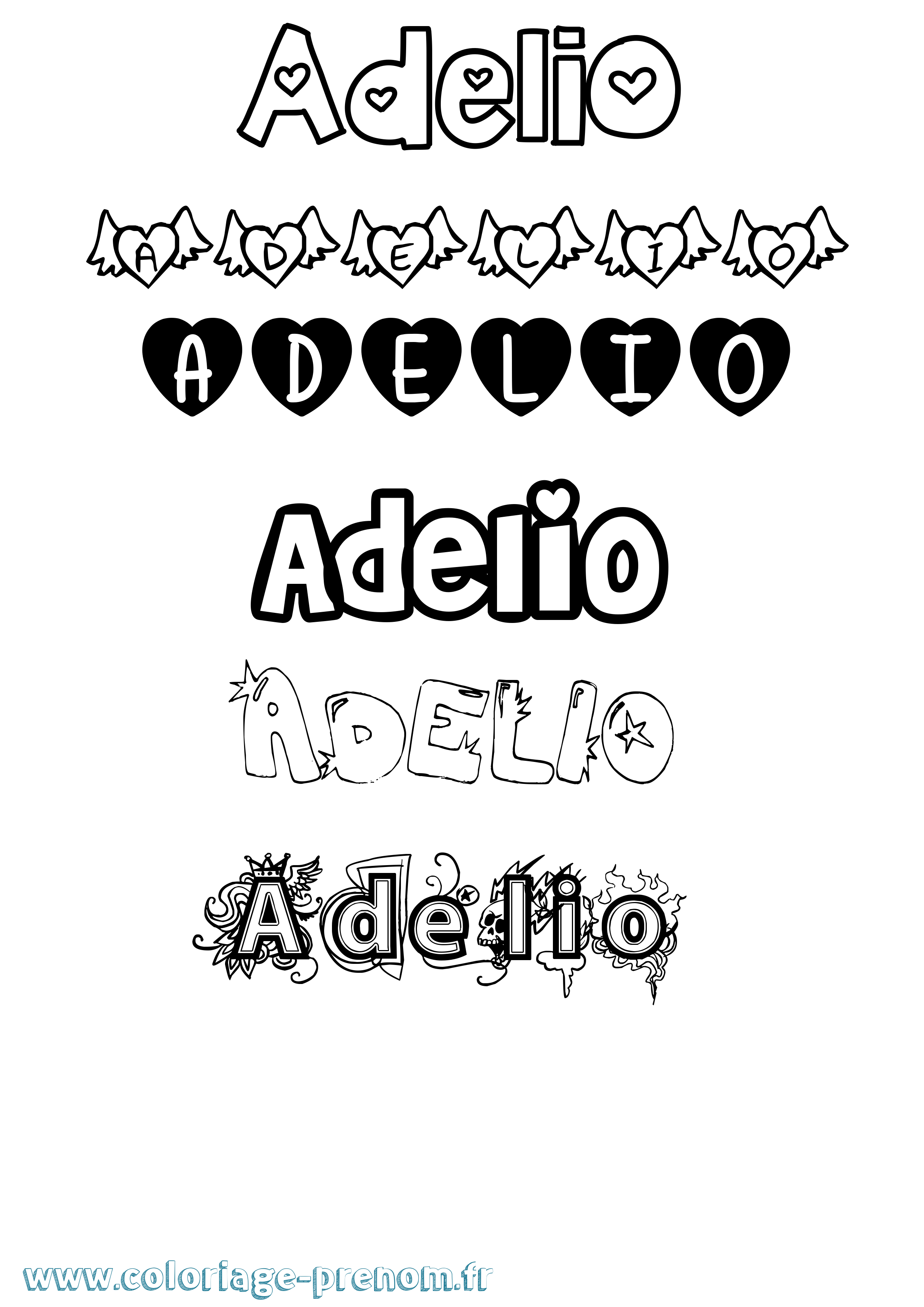 Coloriage Adelio Girly Coloriage prénom Adelio Girly