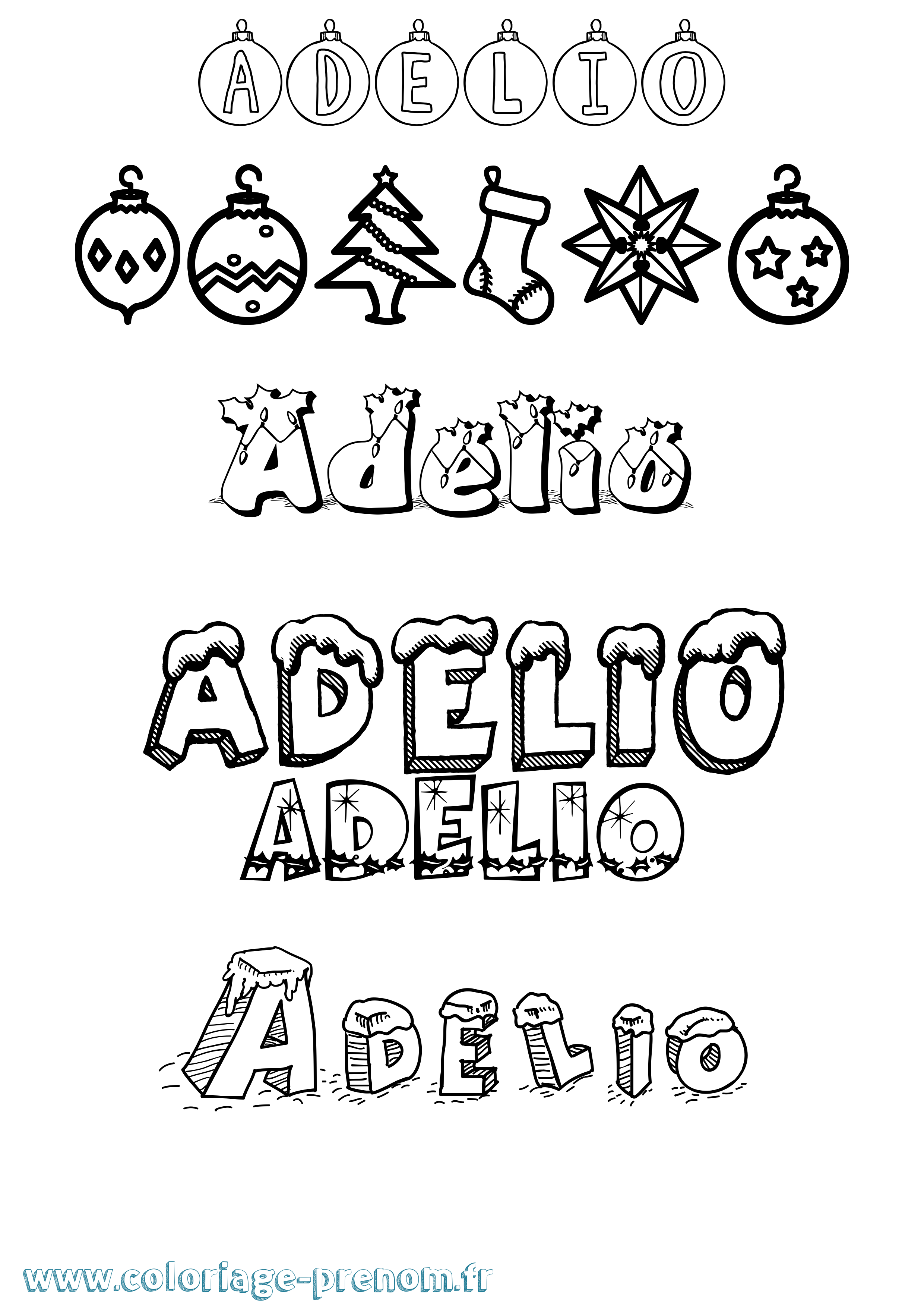 Coloriage prénom Adelio Noël