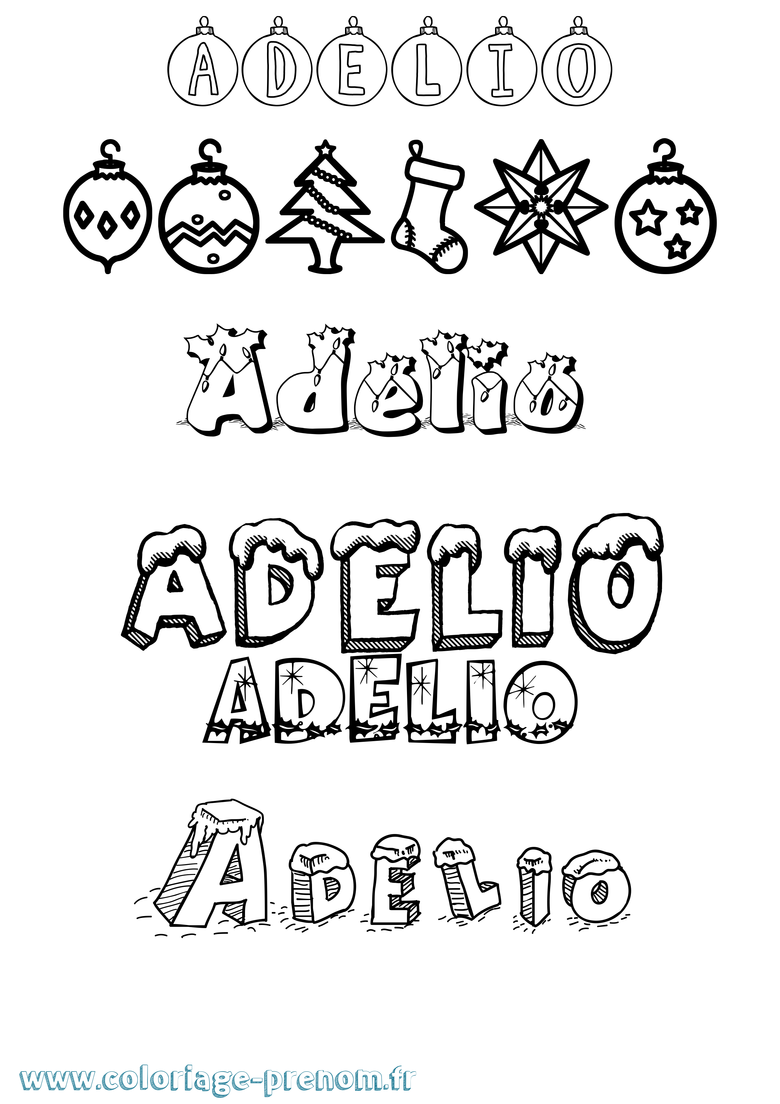Coloriage Adelio Noël Coloriage prénom Adelio Noël