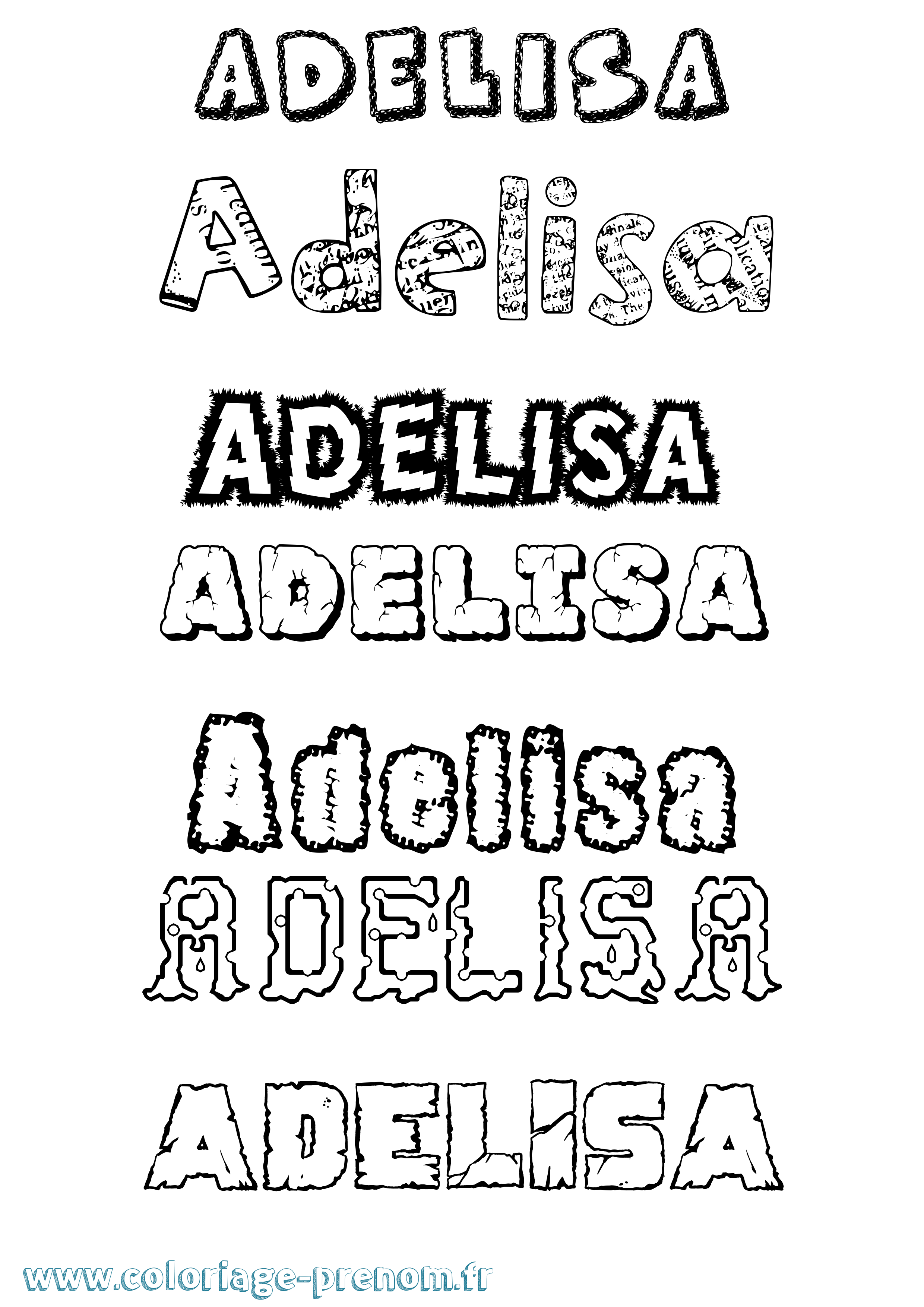 Coloriage prénom Adelisa Destructuré
