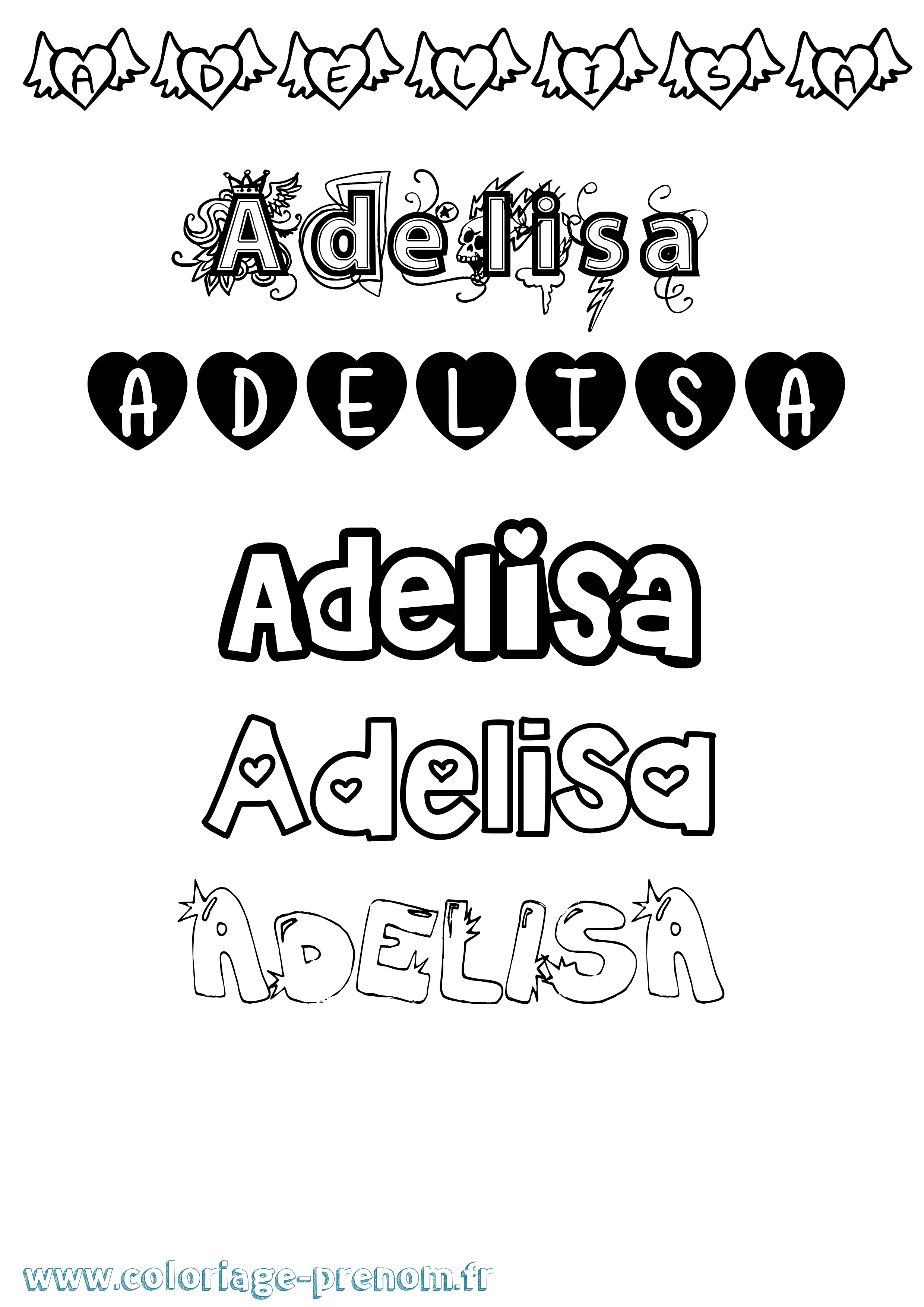Coloriage prénom Adelisa Girly
