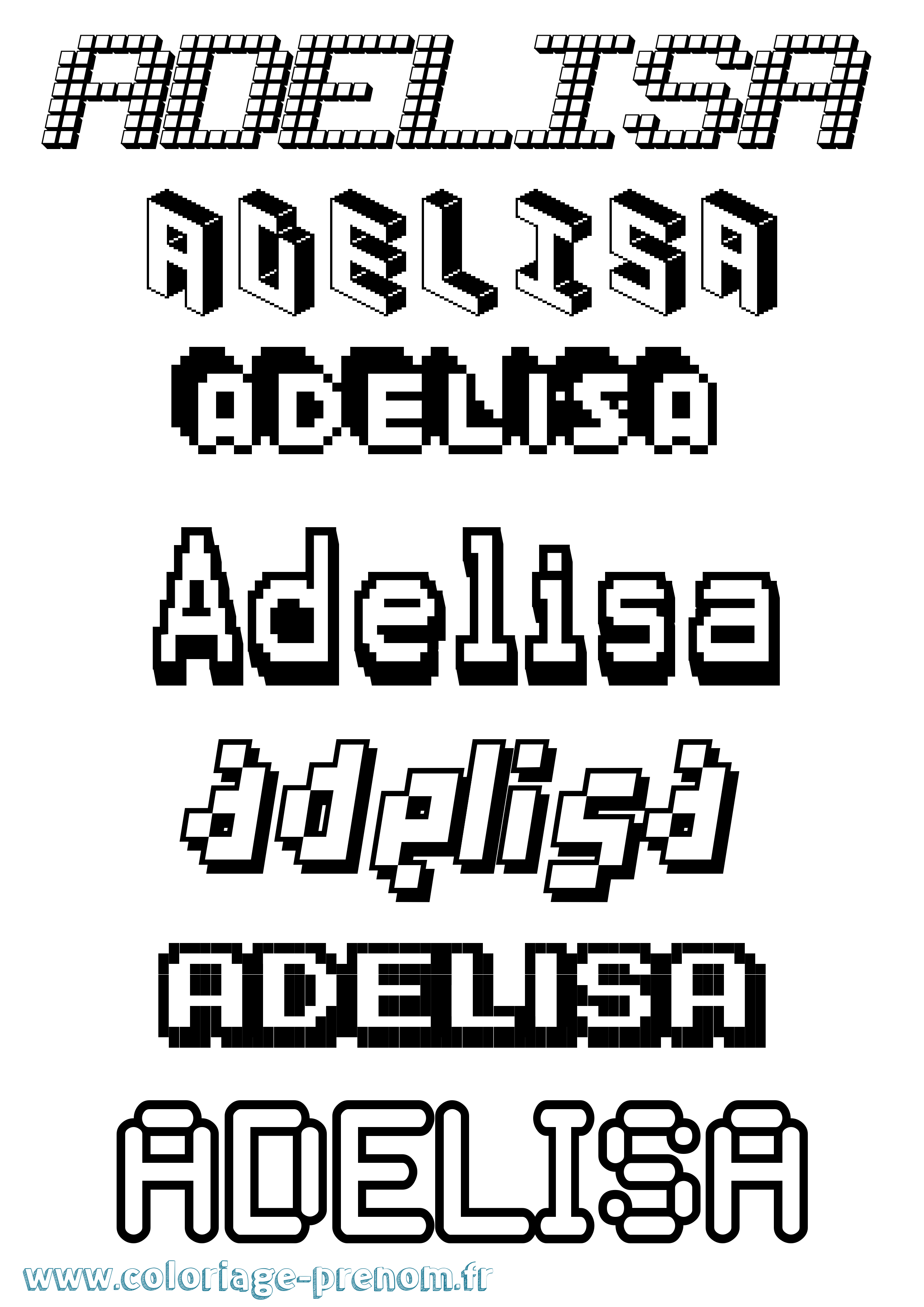 Coloriage prénom Adelisa Pixel