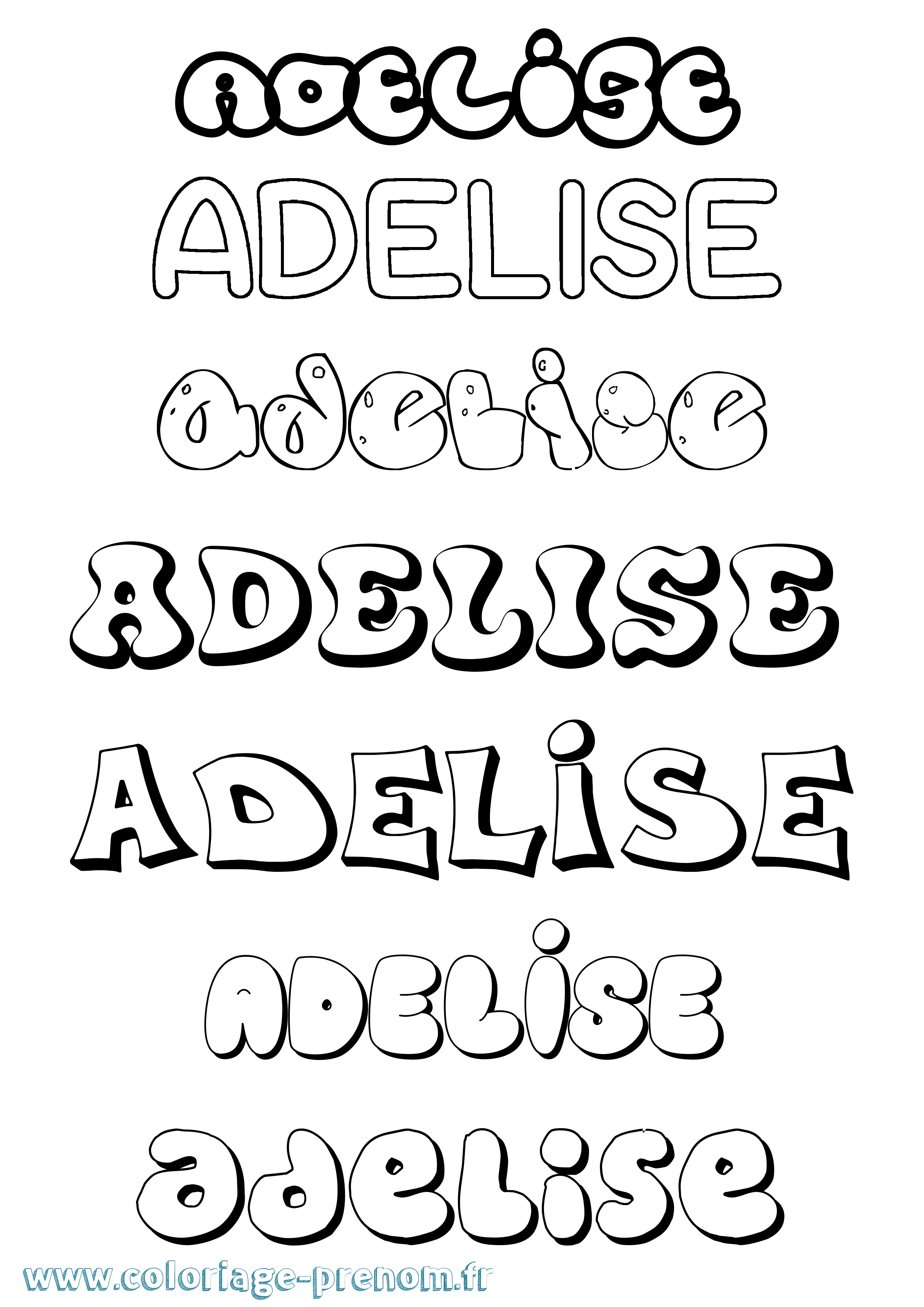 Coloriage prénom Adelise Bubble