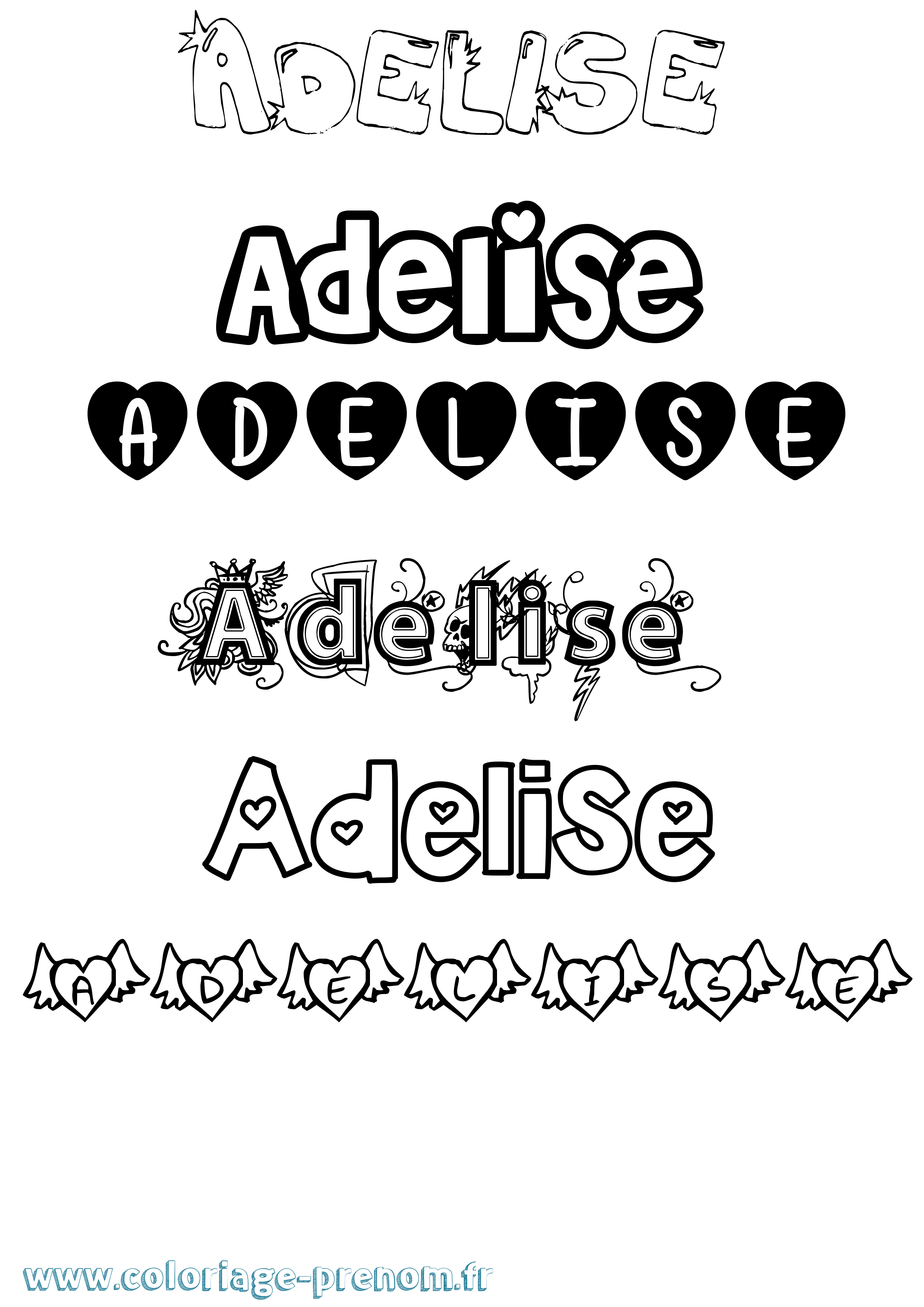Coloriage prénom Adelise Girly