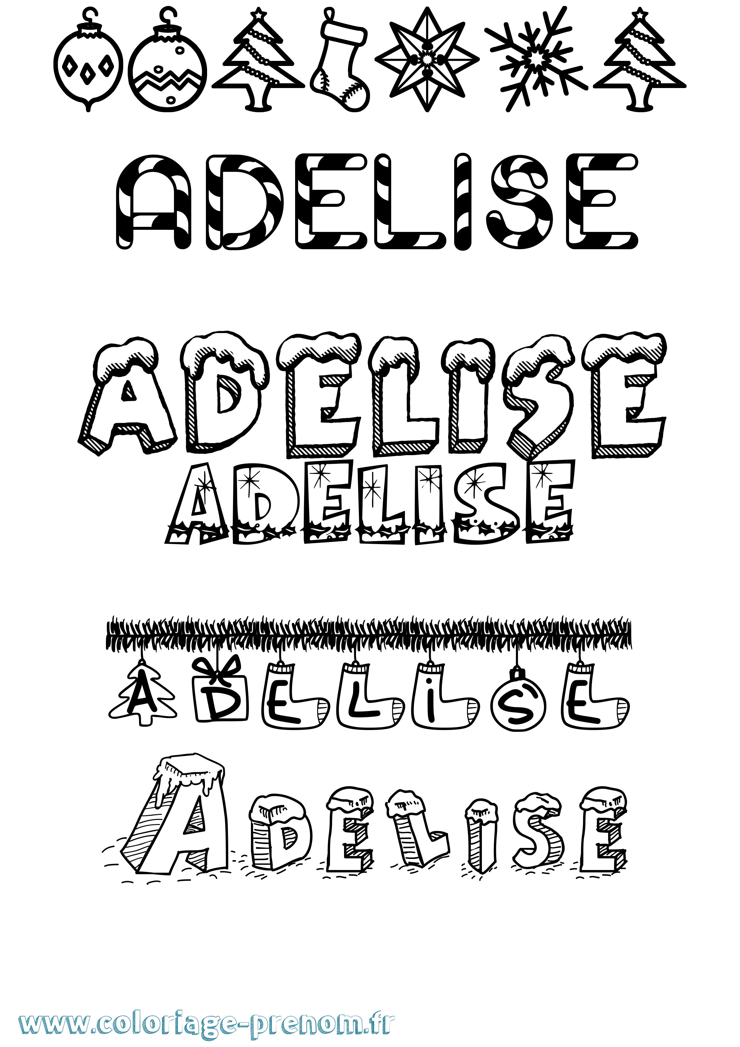 Coloriage prénom Adelise Noël