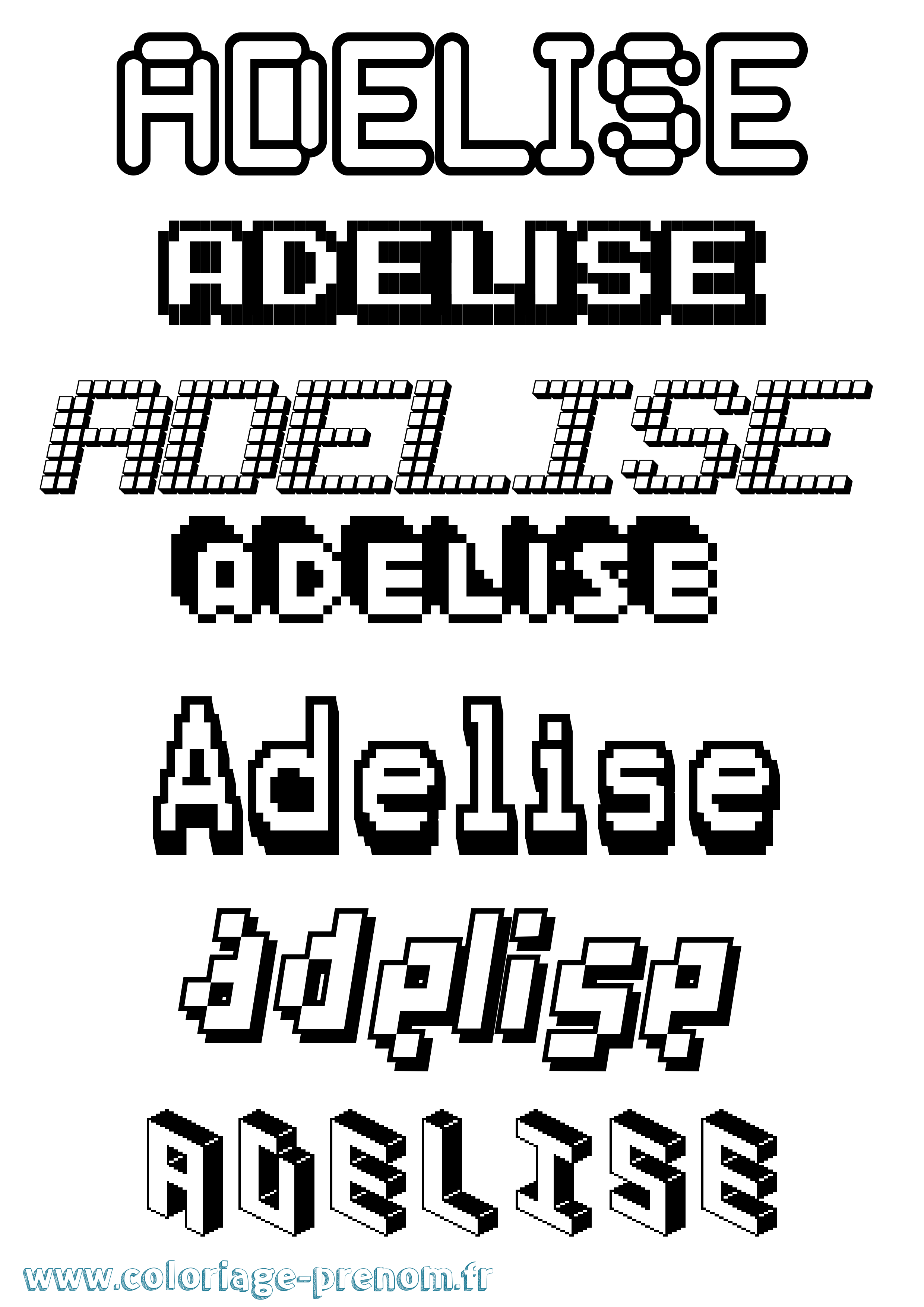 Coloriage prénom Adelise Pixel