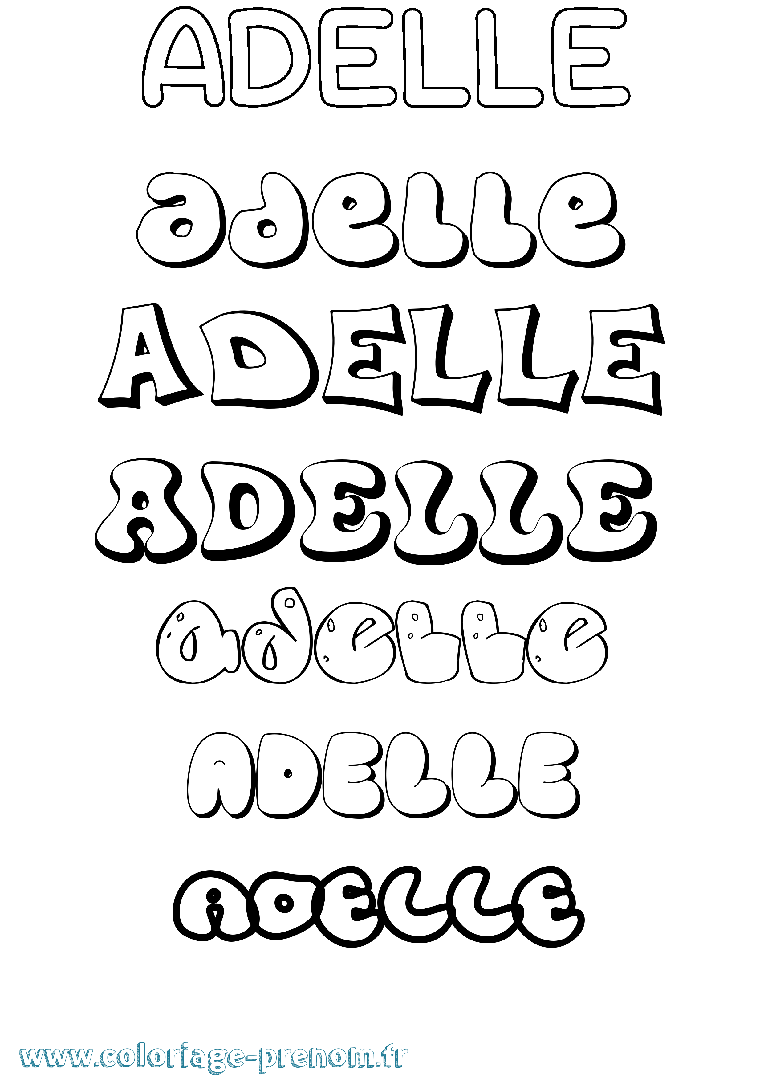 Coloriage prénom Adelle Bubble