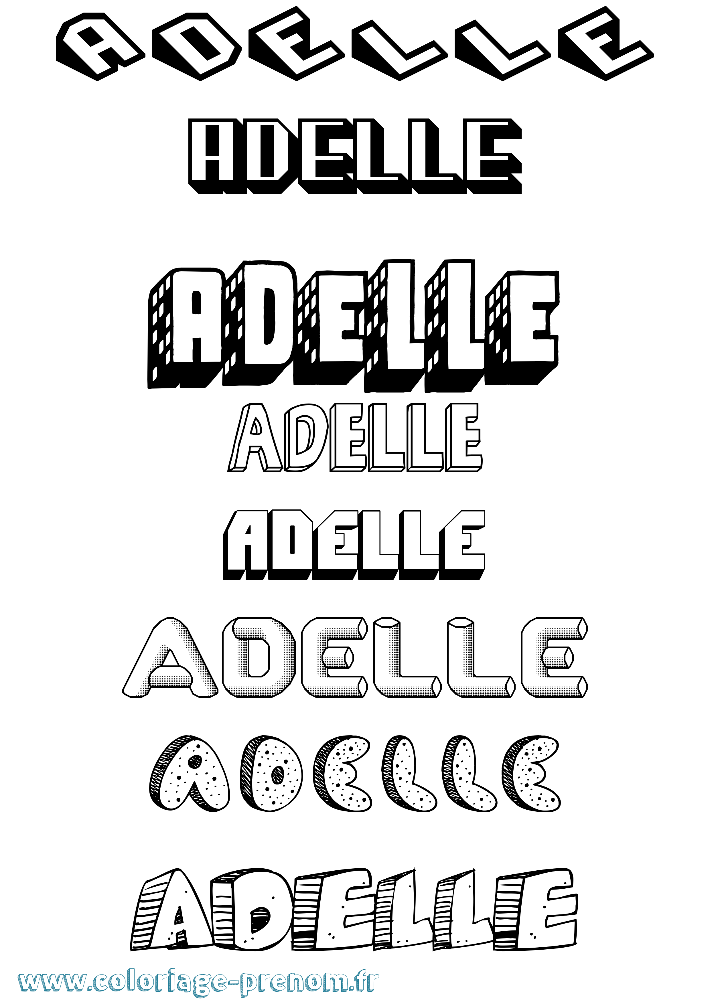 Coloriage prénom Adelle Effet 3D